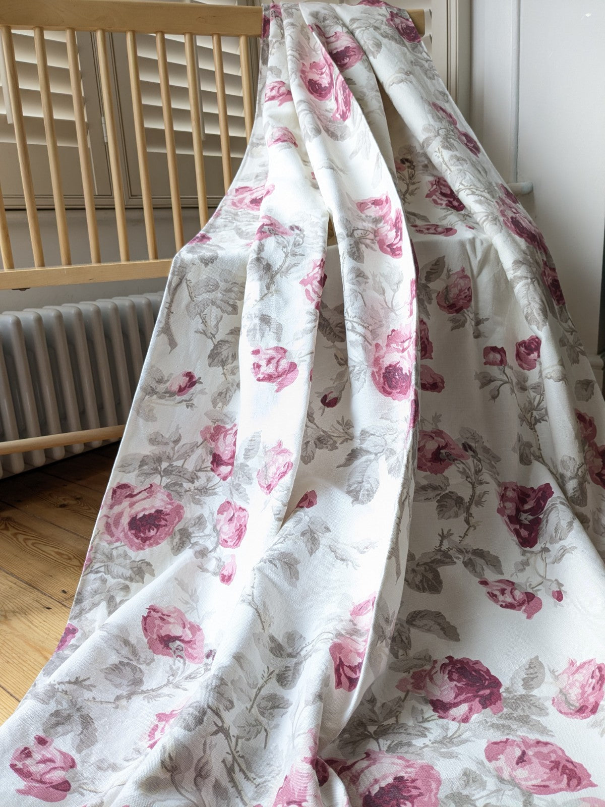 Laura Ashley Door Curtain W50 x L81 inches Rose Cassis Floral Lined Roses