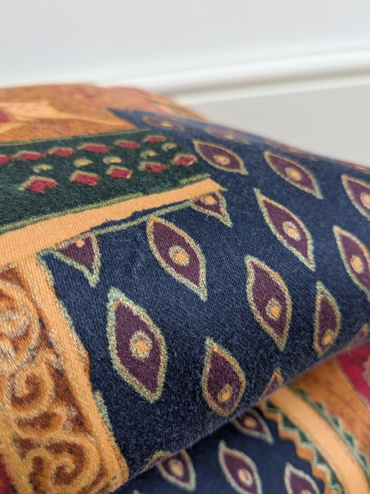 Vintage Raj Elephant Patchwork Design Gold Batik Details Curtains W72" x L70"