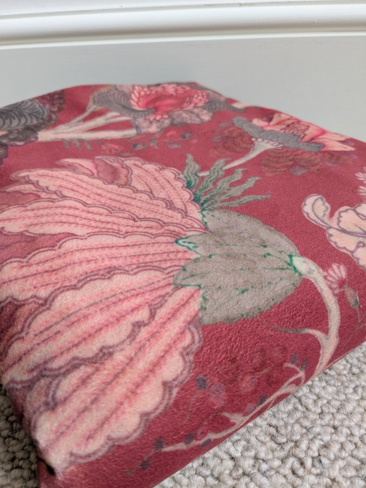 Dunelm Raffaela Eyelet Velour Single Door Curtain W116 x D208cm Cranberry Red