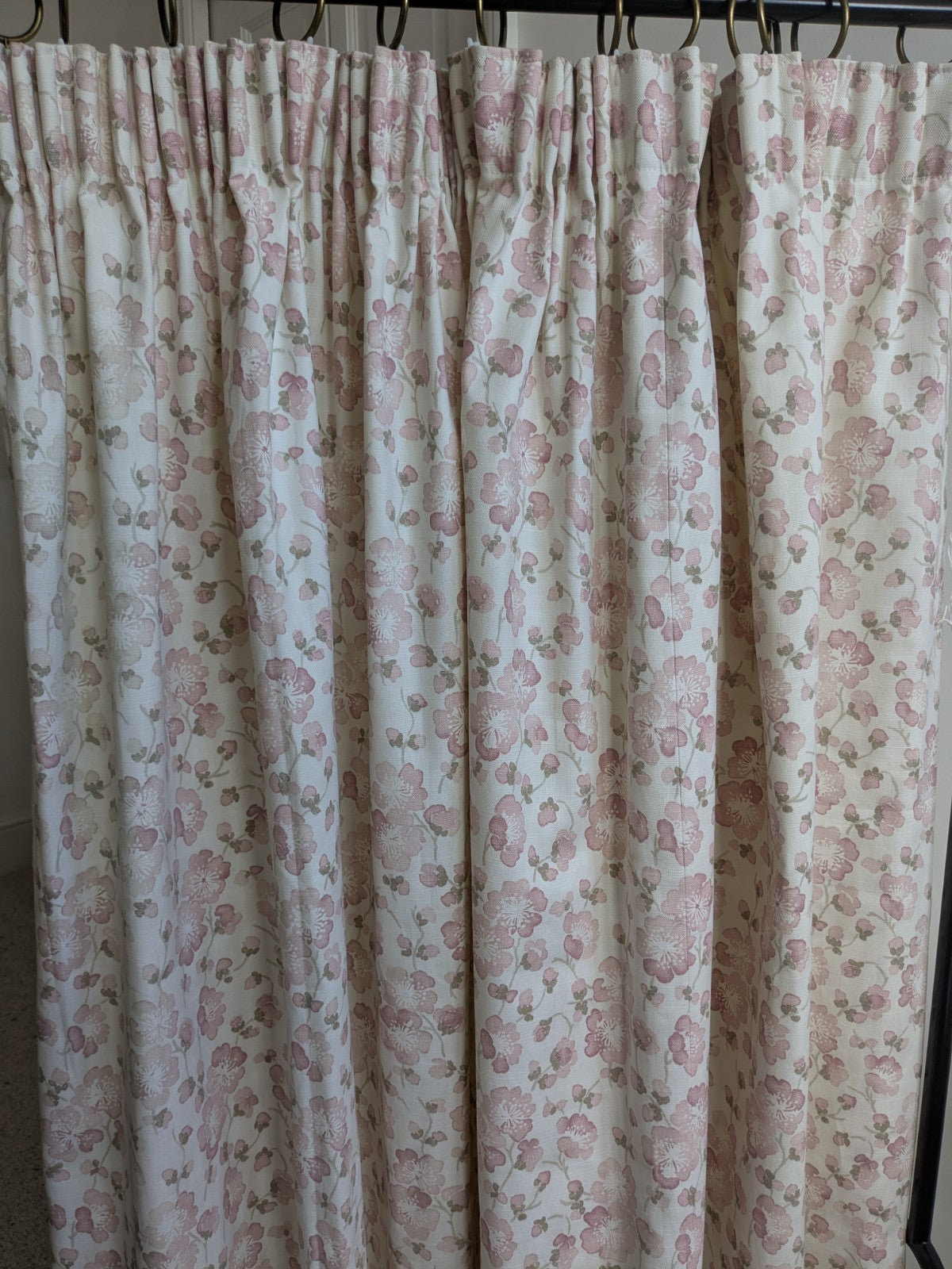 Blendworth Fabric Single Curtain D48 x W70in Pink Blossom Pencil Pleat Cottage