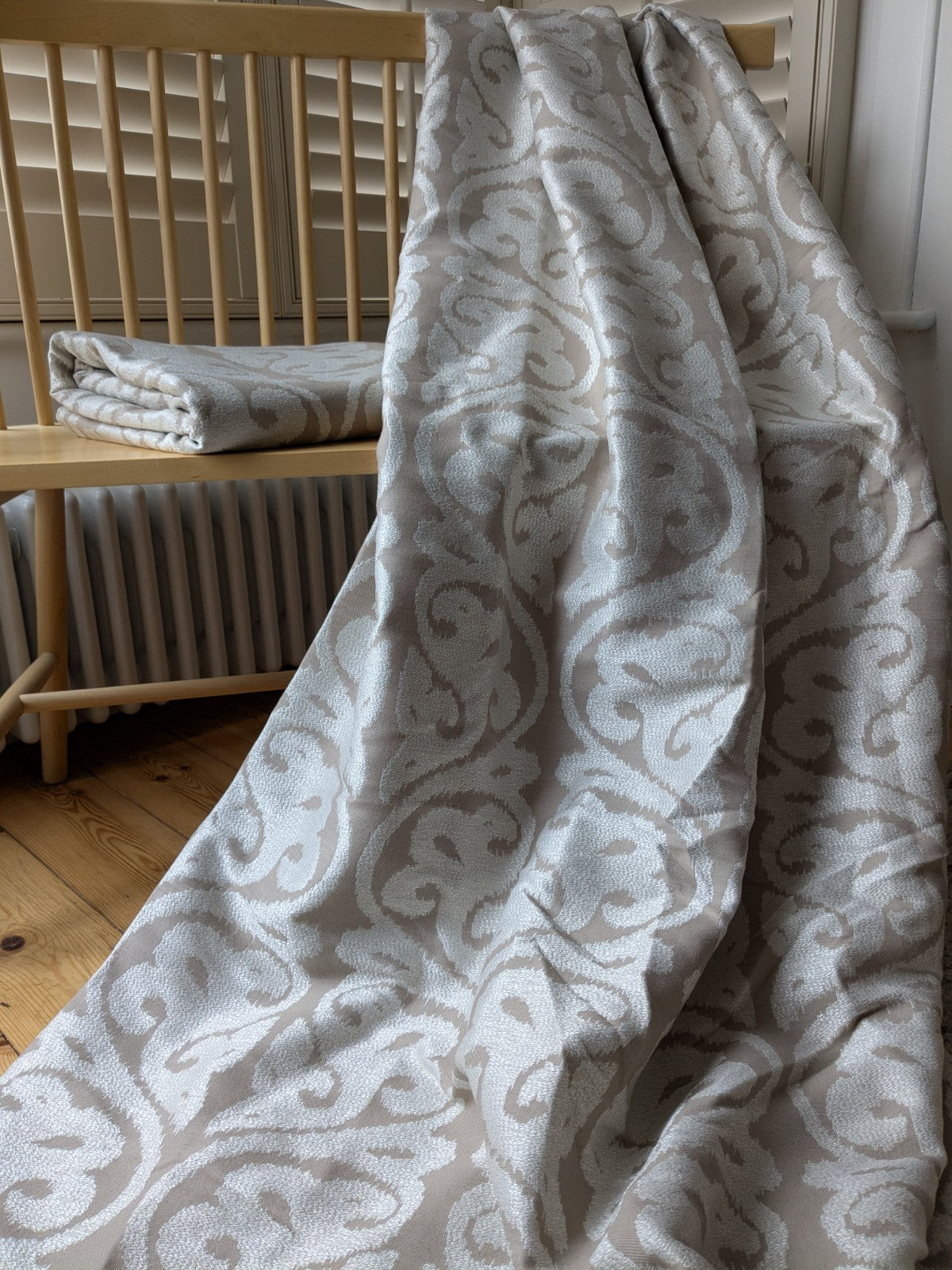 Dunelm Curtains W117 x D228 cm Beige Jacquard Lined Eyelet Long