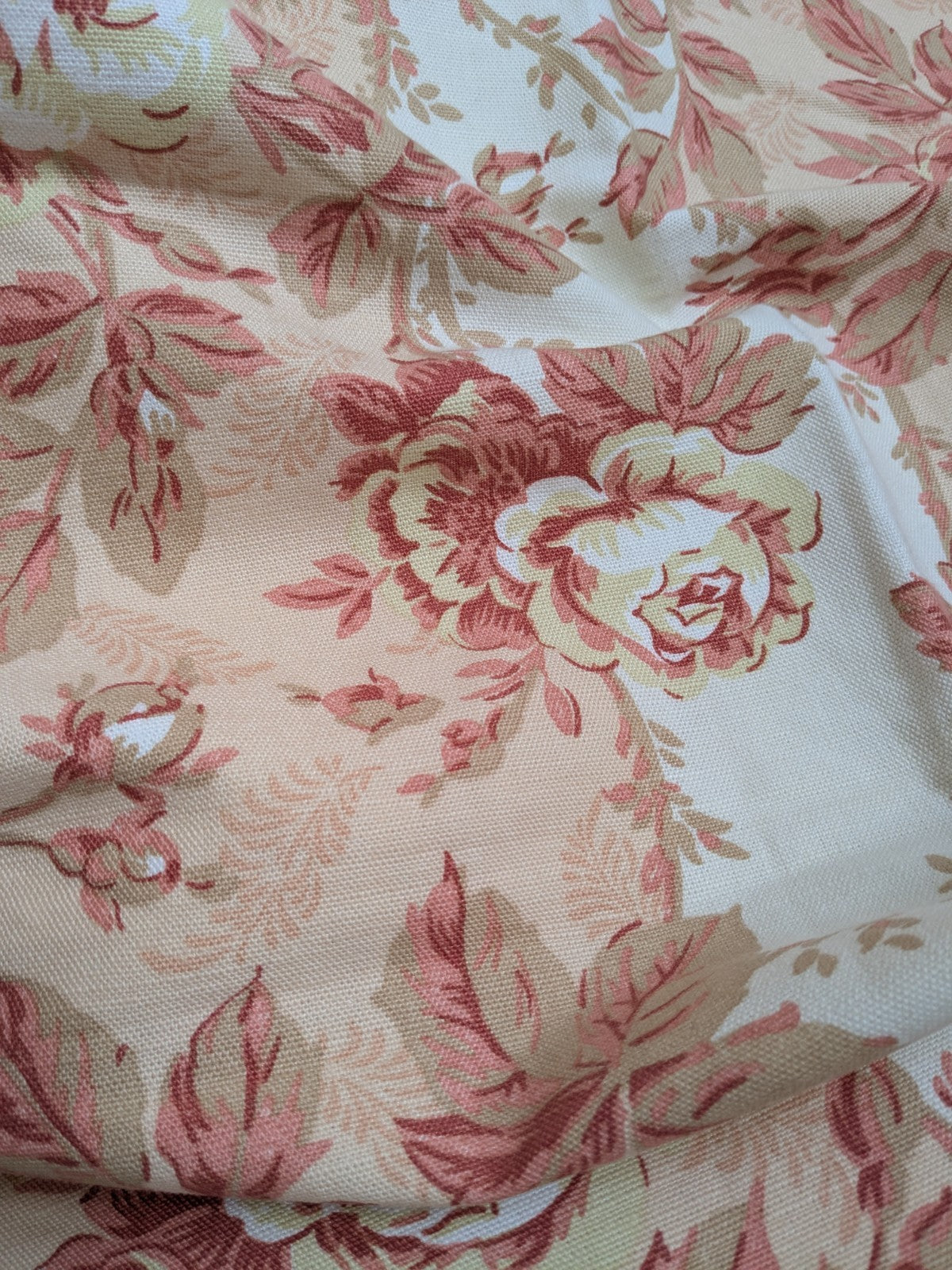 Laura Ashley Fabric Linen Cotton Remnant 1994 Pink Cream Floral 53 x 35 in