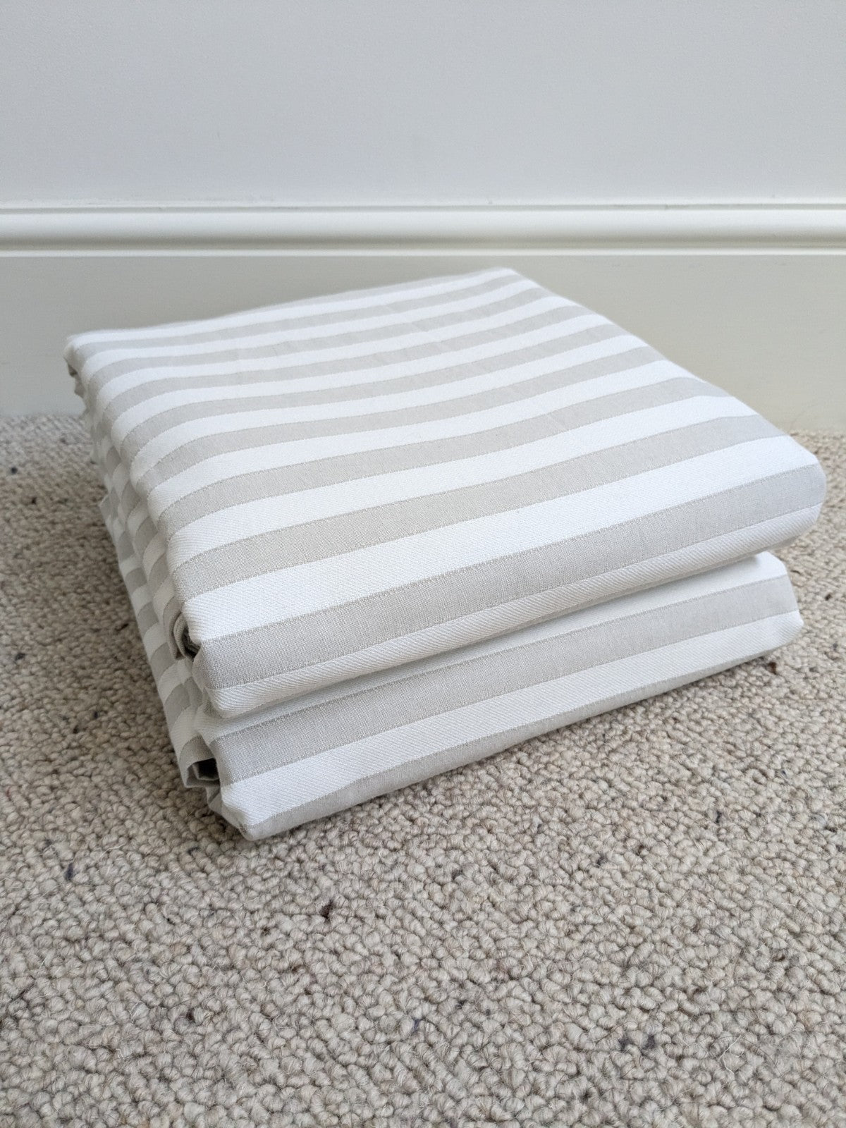 Laura Ashley Curtains W168 x L183 cm Beige Striped Blackout Lining Eyelet