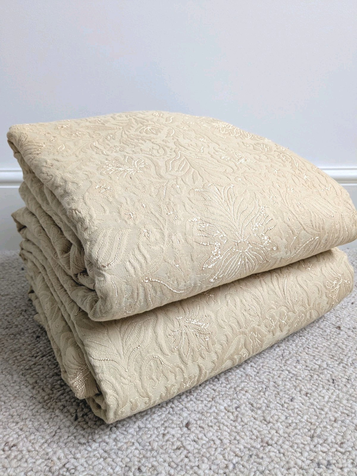 Dunelm Curtains Textured Woven Cream Gold W259 x 182 cm Pencil Pleat Kensington