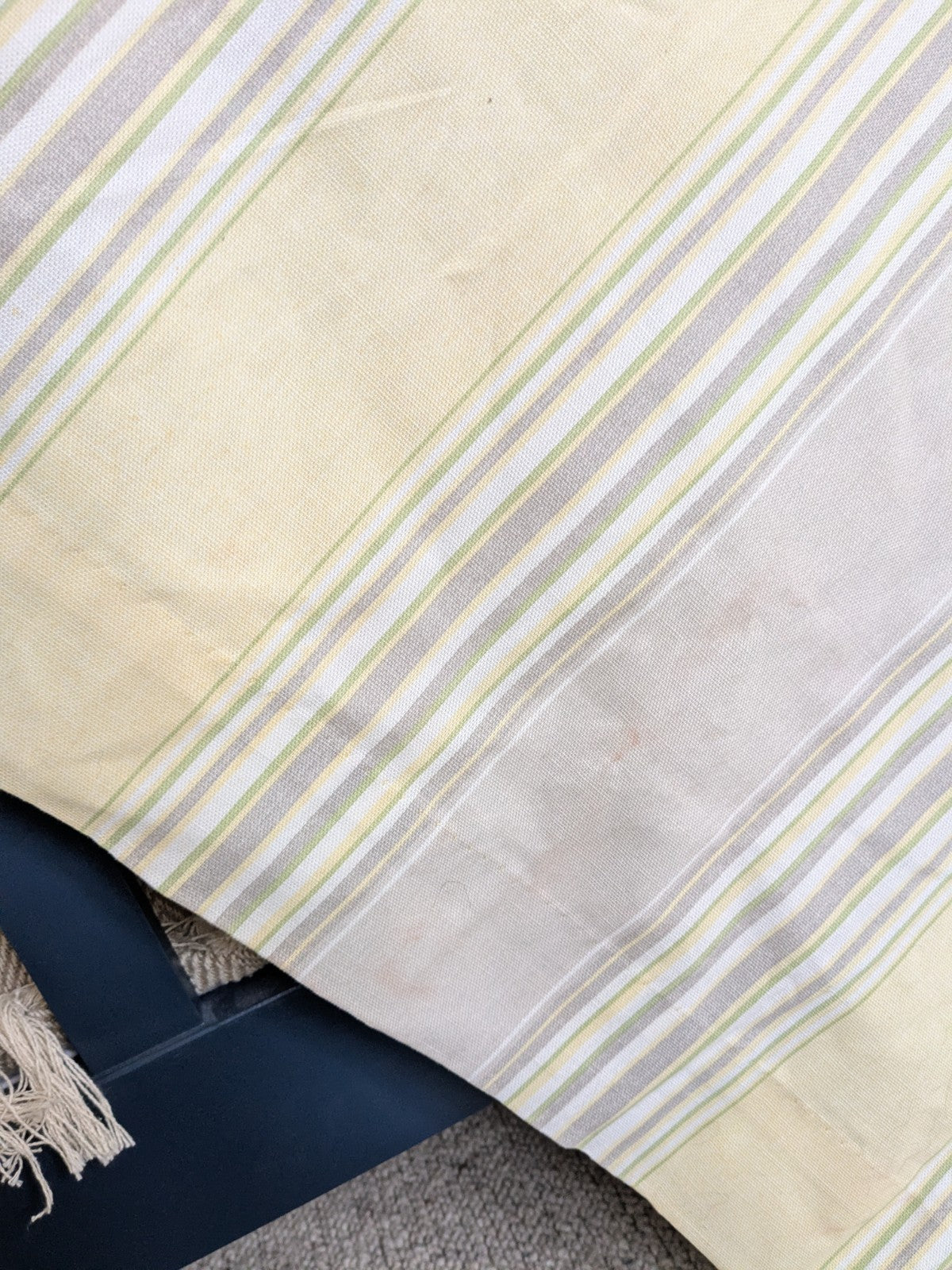 Laura Ashley Yellow Beige Striped Curtains 90 x 90 in Large Long Cotton Heavy