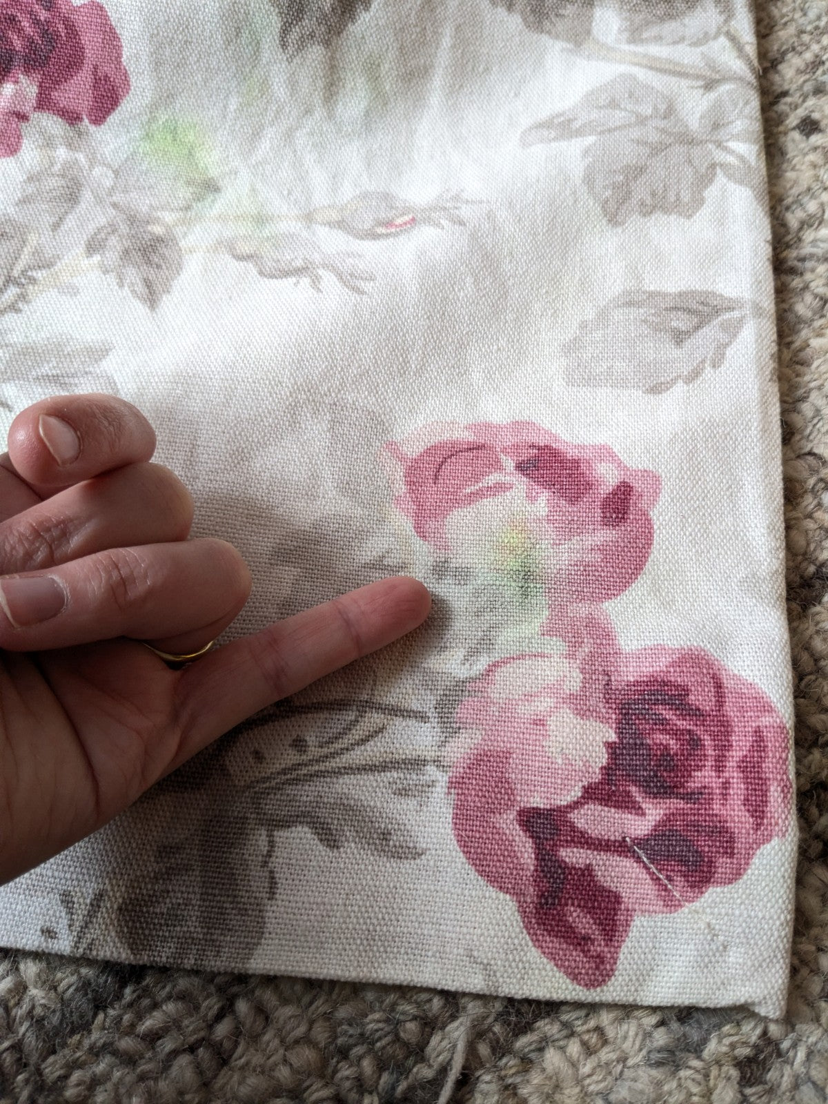 Laura Ashley Door Curtain W50 x L81 inches Rose Cassis Floral Lined Roses