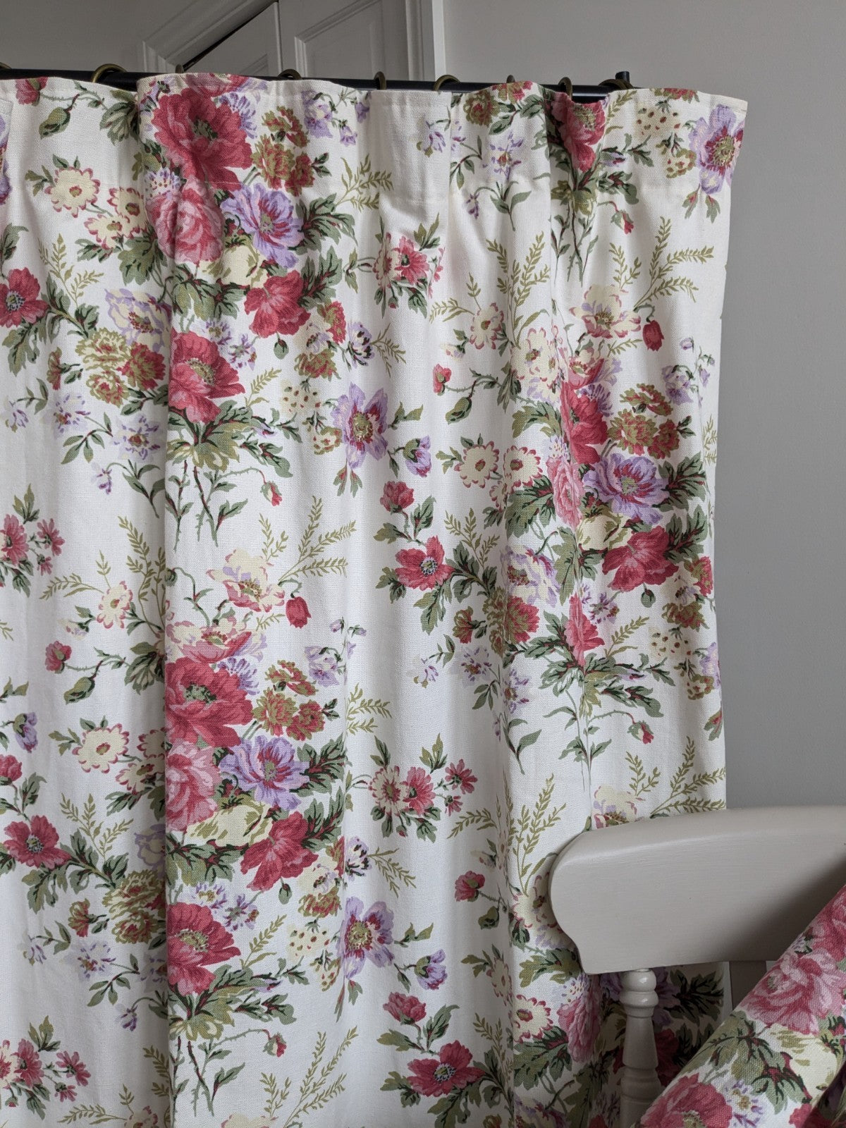 Laura Ashley Pencil Pleat Curtains Arundel Rose Floral D81 x W51 in Lined Long