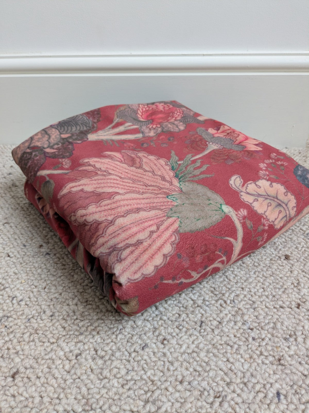 Dunelm Raffaela Eyelet Velour Single Door Curtain W116 x D208cm Cranberry Red 