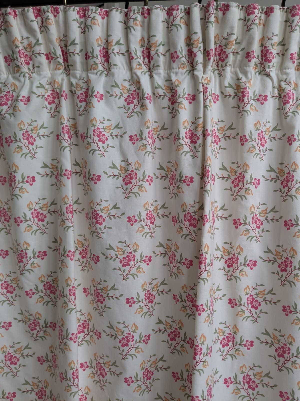 Vintage Laura Ashley Floral Curtains 1990 Off-white Pink Orange W43 x L49" 