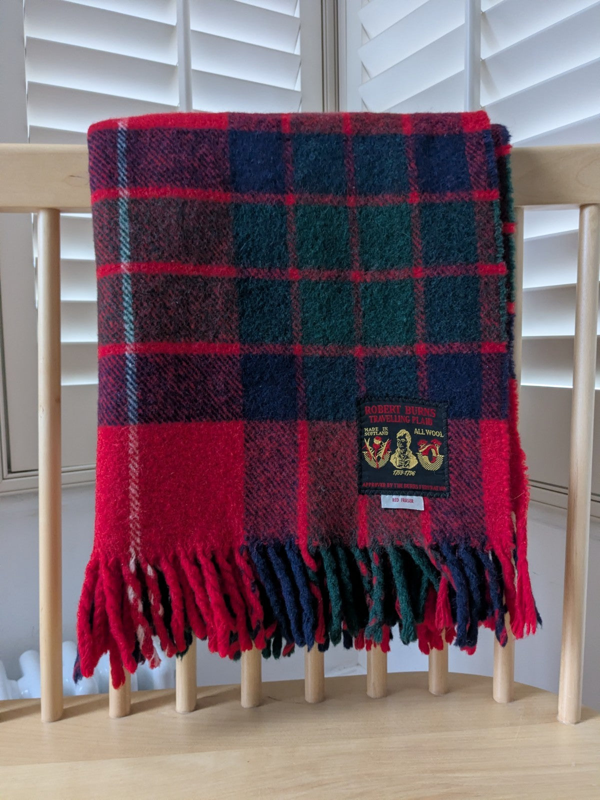 Robert Burns Plaid Blanket Made In Scotland Rug Wool 44" x 35" Christmas Tartan