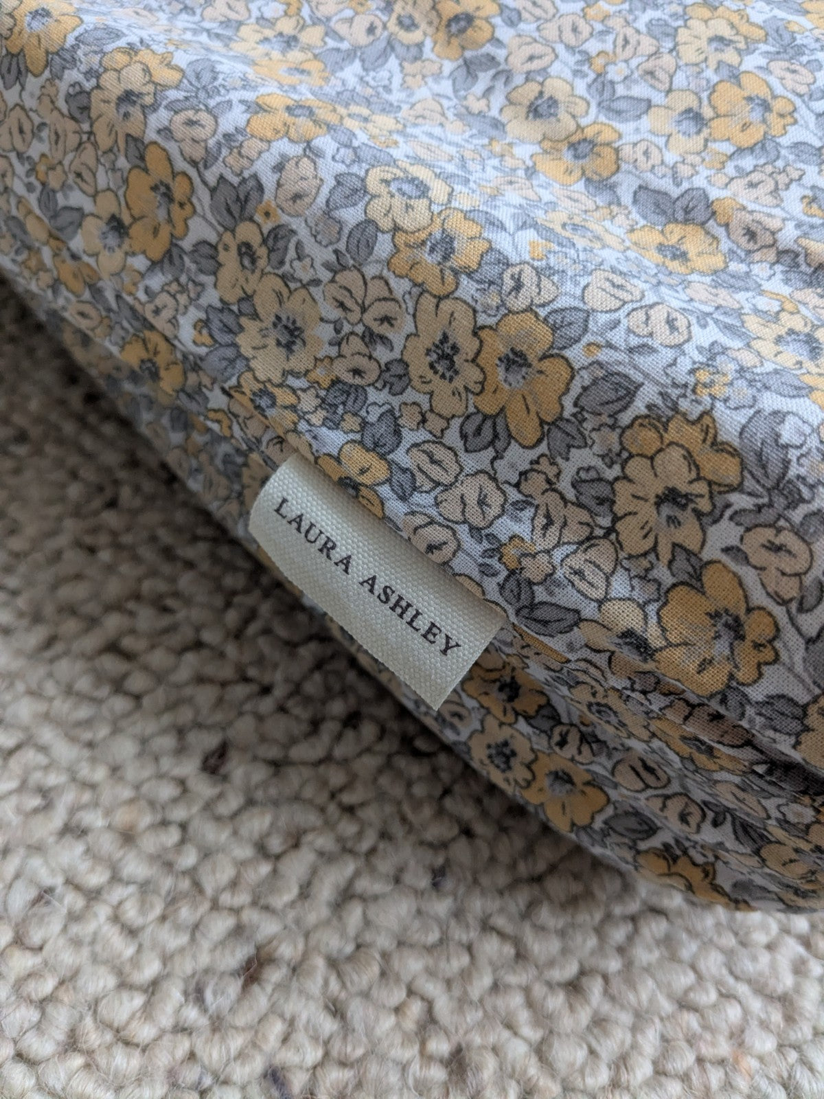 Laura Ashley Libby Ditsy Floral Eyelet Blackout Curtains Grey W117 x 183 cm