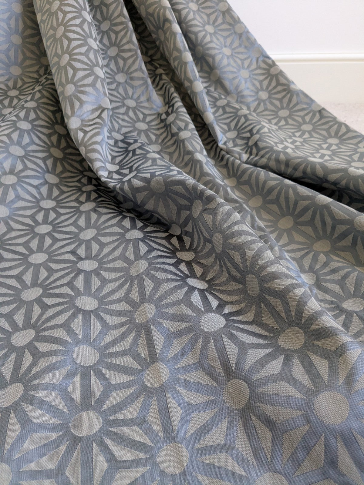 John Lewis Lined Eyelet Curtains Grey Geometric Heavy Long W220 x L220cm READ DE