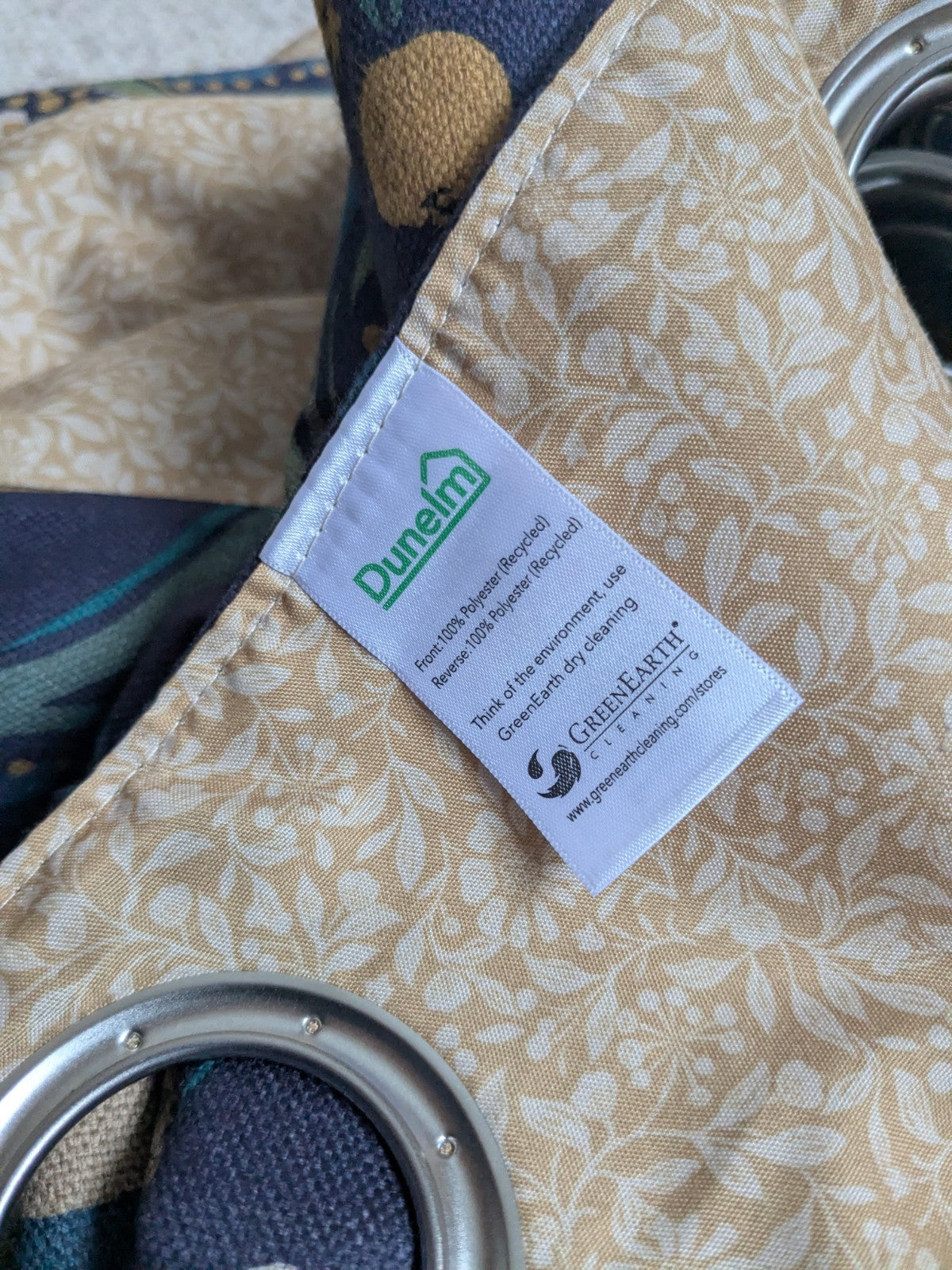 Dunelm Curtains W228 x L182 cm Havisham Navy Blue Fully Lined Eyelet Bird Print