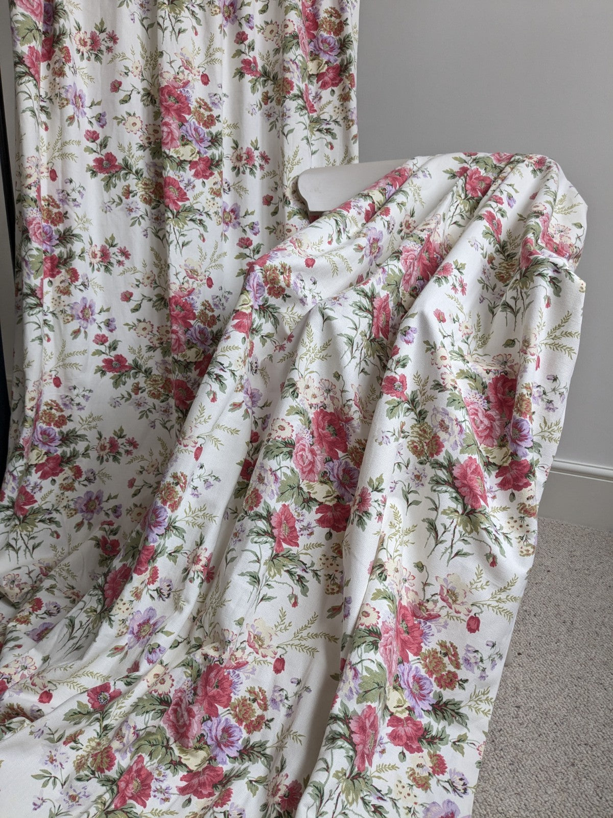 Laura Ashley Pencil Pleat Curtains Arundel Rose Floral D81 x W51 in Lined Long
