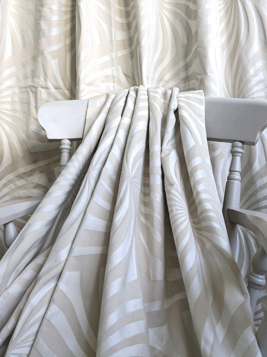 Laura Ashley Curtains W129 x L224 cm Beige Greige Curzon Lined Long Thick