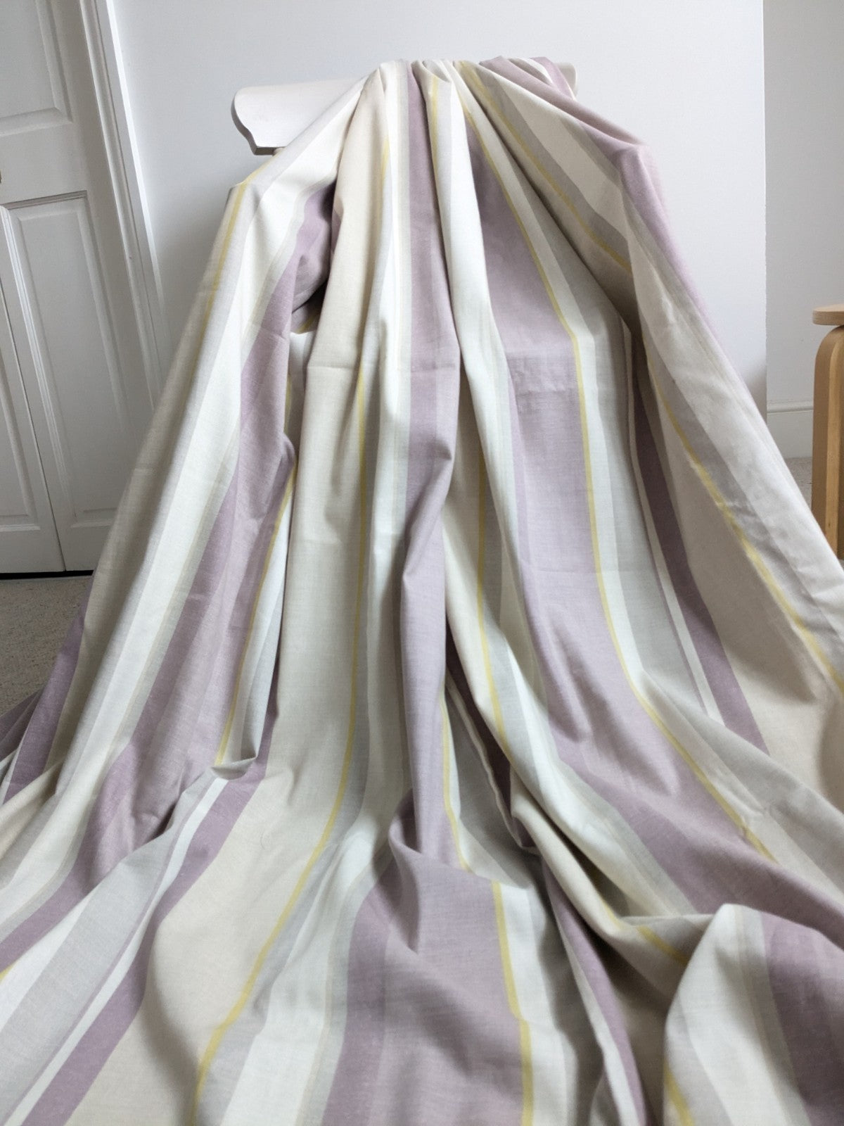 Laura Ashley Curtains D88 x W84 in Lilac Purple Striped Lined Pencil Pleat