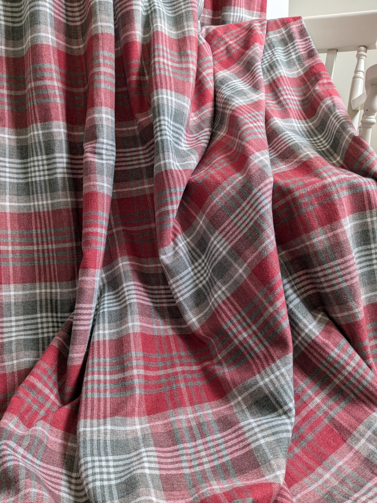 NEXT Thick Red Tartan Blackout Door Curtain L84 x W66 in Fleece Warm Rod Pocket