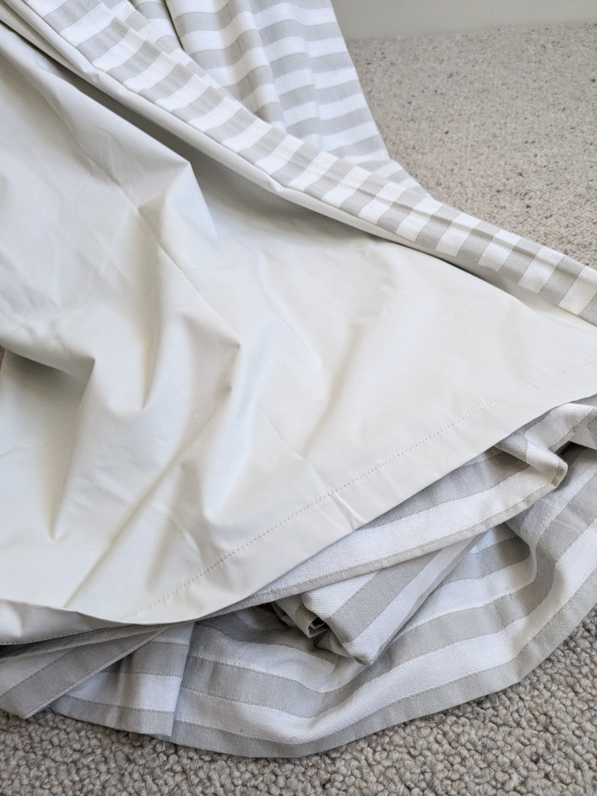 Laura Ashley Curtains W168 x L183 cm Beige Striped Blackout Lining Eyelet