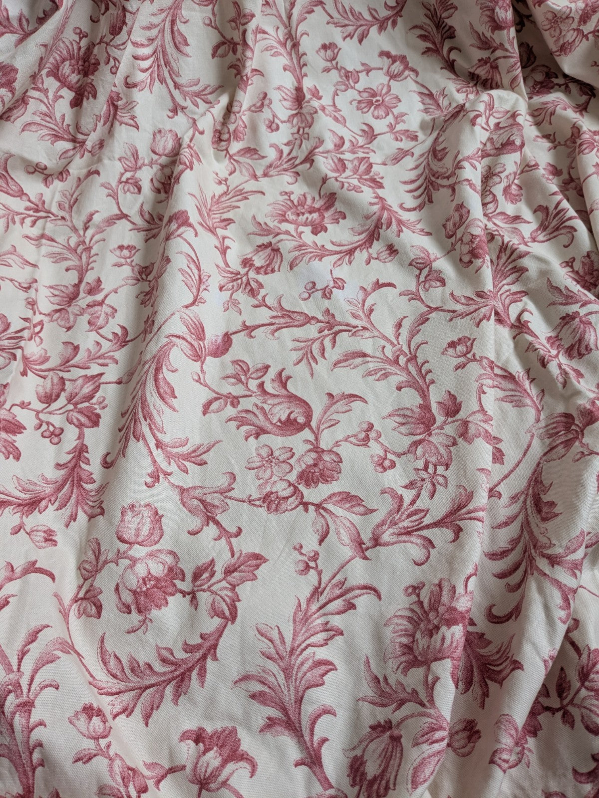 Laura Ashley Curtains W88 x D88in Red Scroll Off-white Lined Pencil Pleat