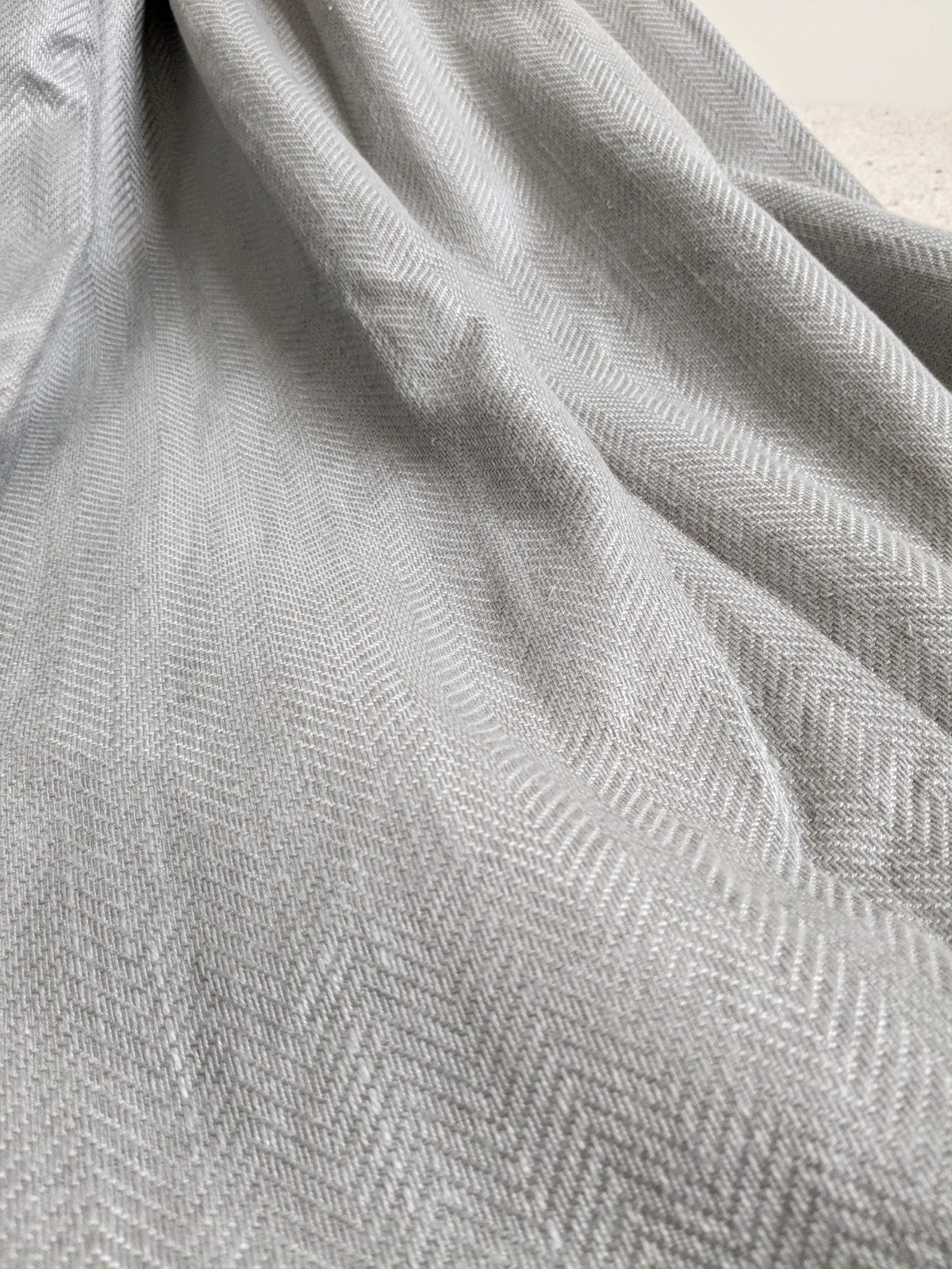 Laura Ashley Curtains W155 x L228cm Grey Herringbone Eyelet Lined Long