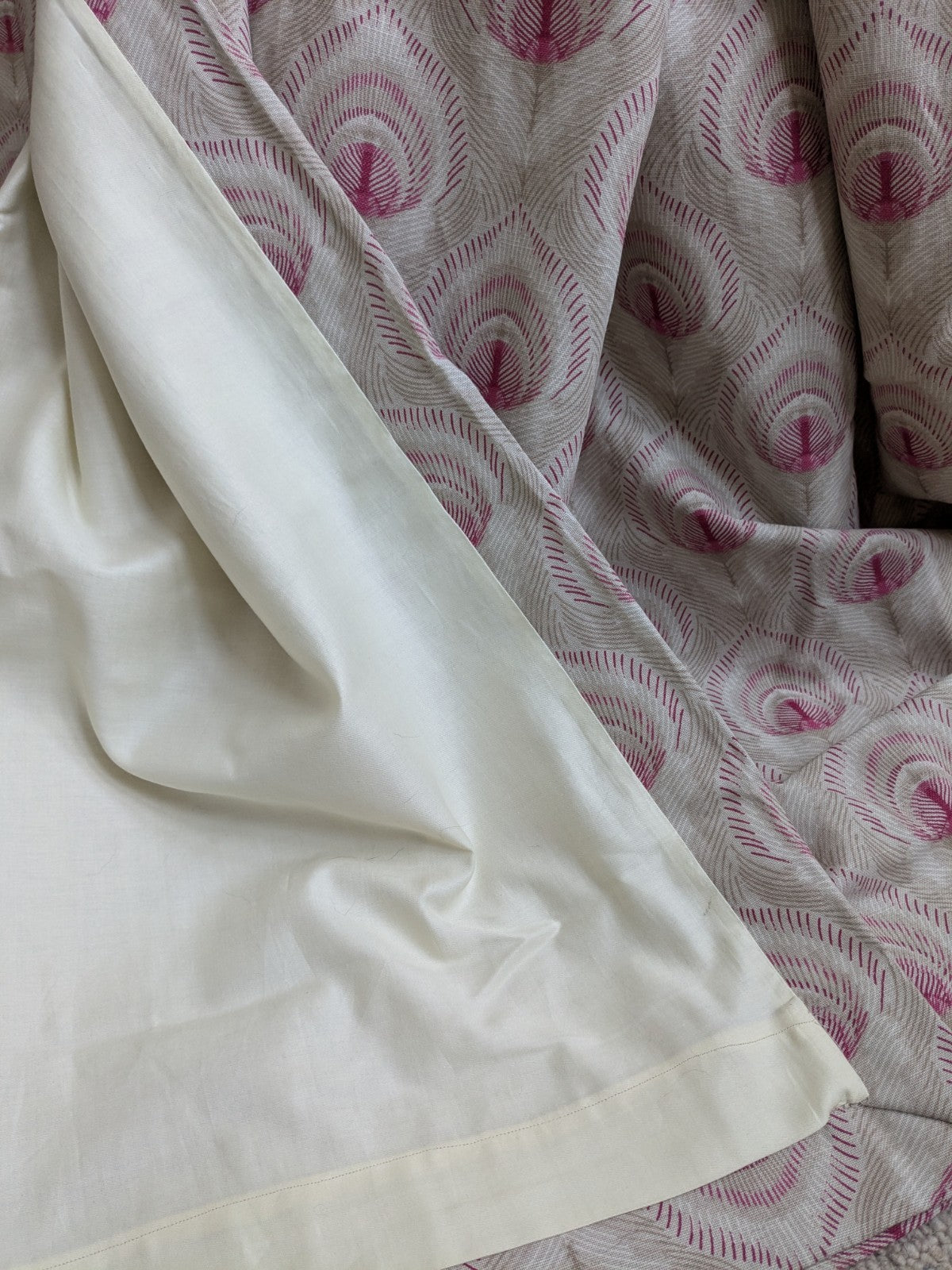 Laura Ashley Montague Ruby Lined Curtains Width 76" Drop 78" each Beige Pink