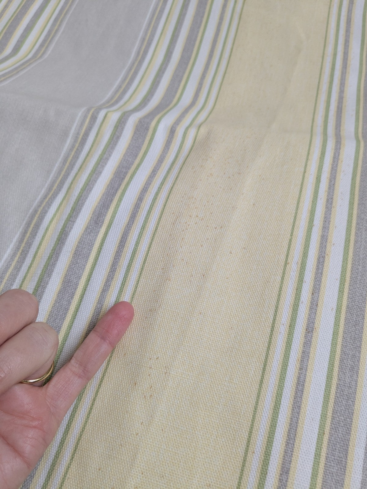 Laura Ashley Yellow Beige Striped Curtains 90 x 90 in Large Long Cotton Heavy