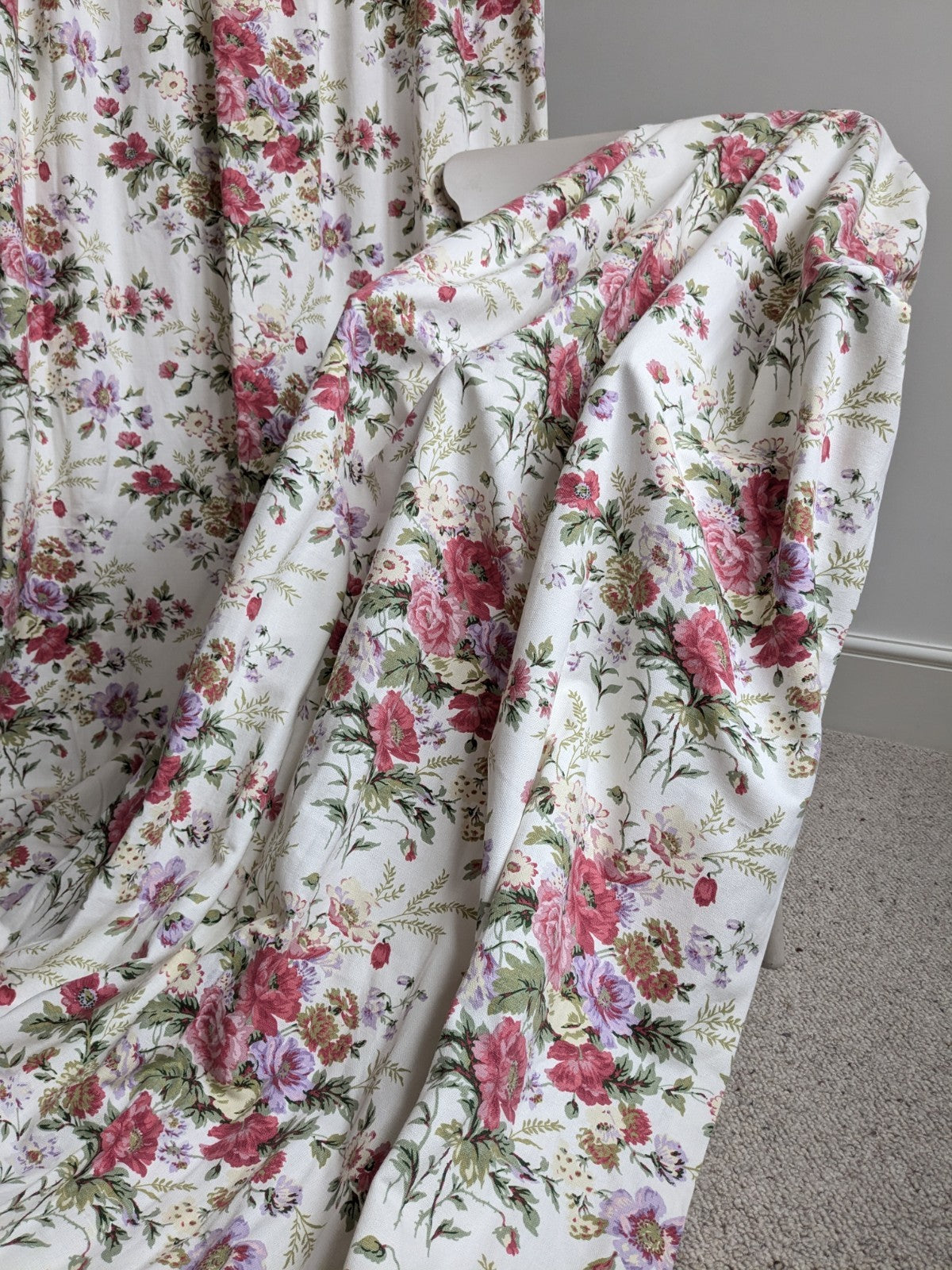 Laura Ashley Pencil Pleat Curtains Arundel Rose Floral D81 x W51 in Lined Long