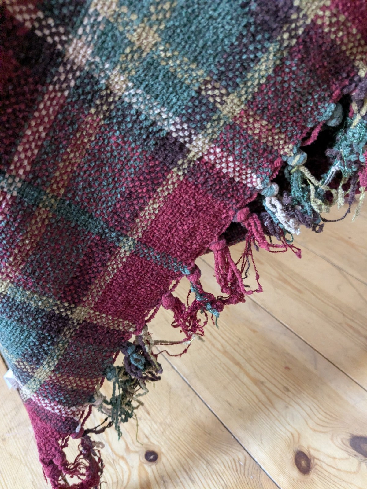 Laura Ashley Blanket 200 x 150cm Chenille Red Plaid Tartan Throw 