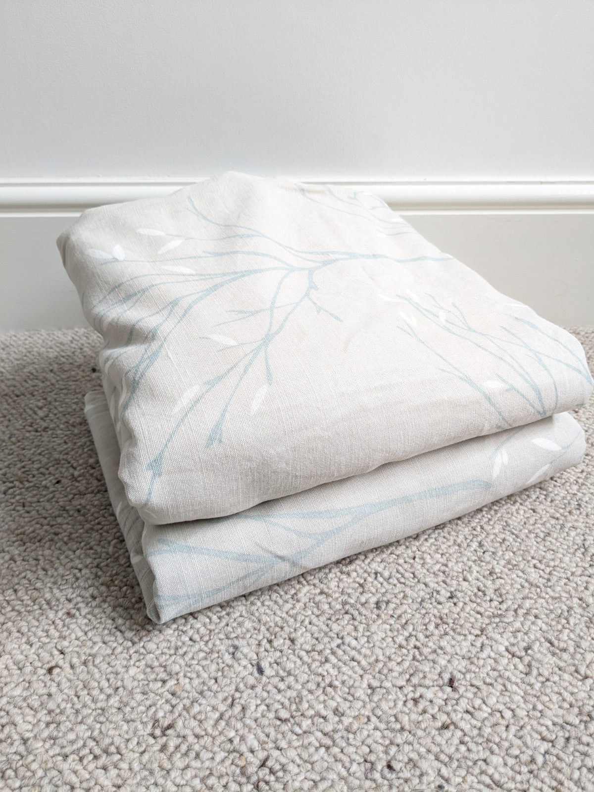 Laura Ashley Pussy Willow Lined Eyelet Curtains Beige MTM Extra Wide 82 x L46in