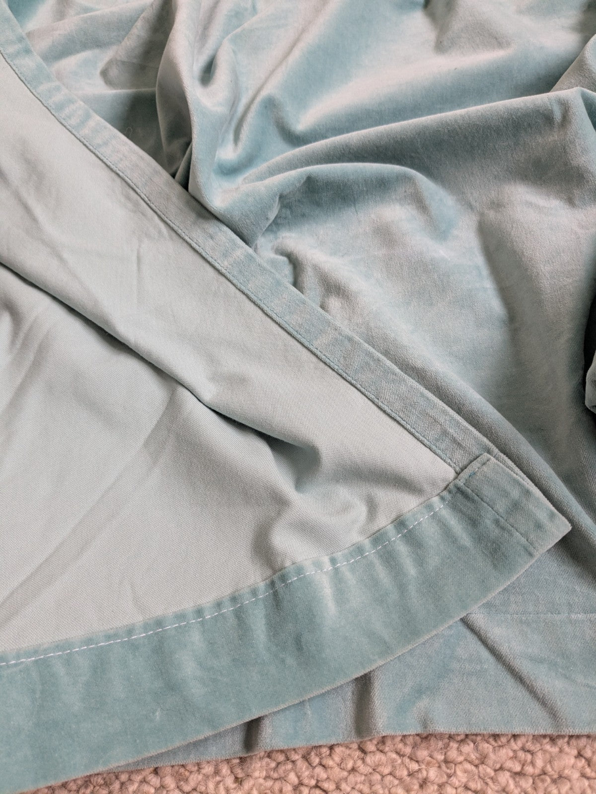 IKEA Sanela Cotton Velvet Long Turquoise Eyelet Curtains W140 x L214 cm