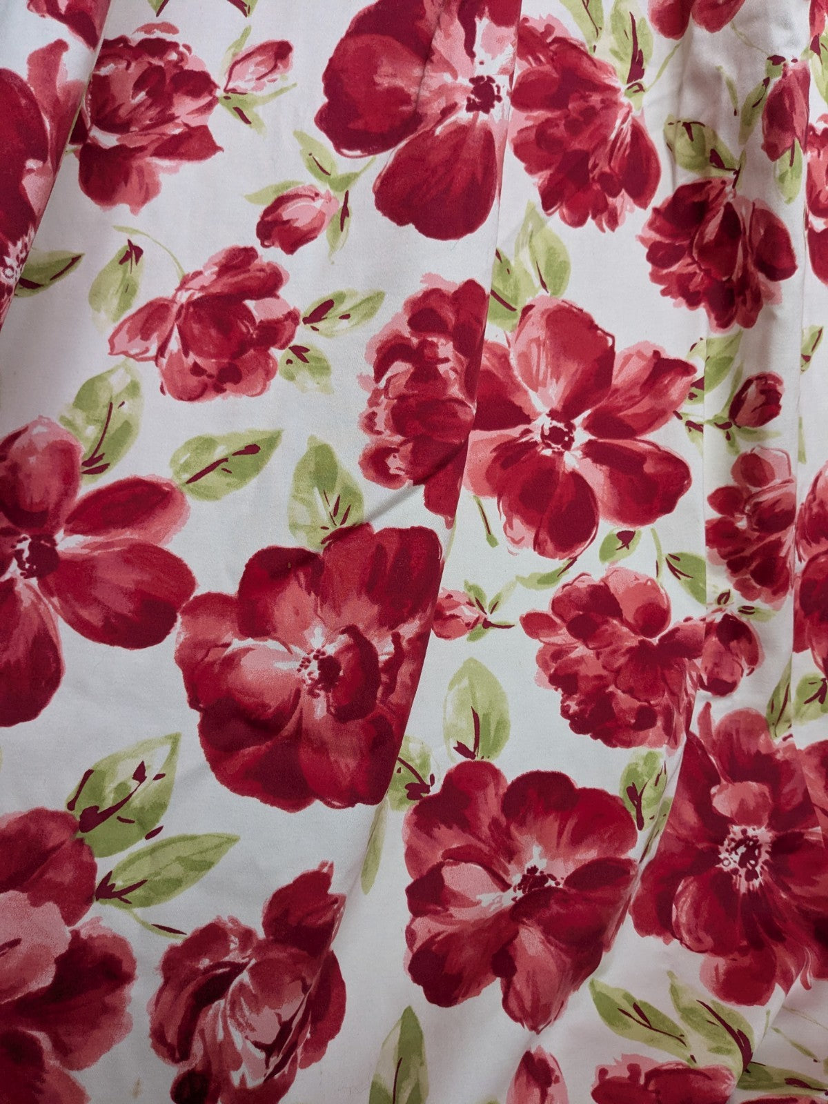 Laura Ashley Single Curtain W88 x L71 in / 226 x 182cm Bright Red Floral Lined