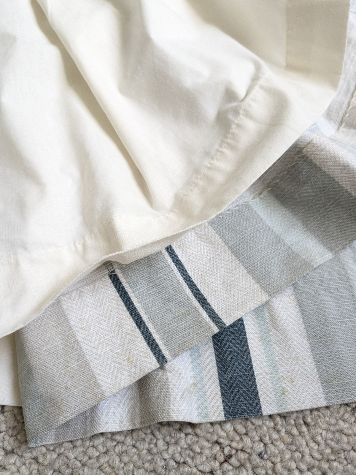 Laura Ashley Curtains W220 x L220 cm Striped Lined Pencil Pleat READ DESCRIPTION