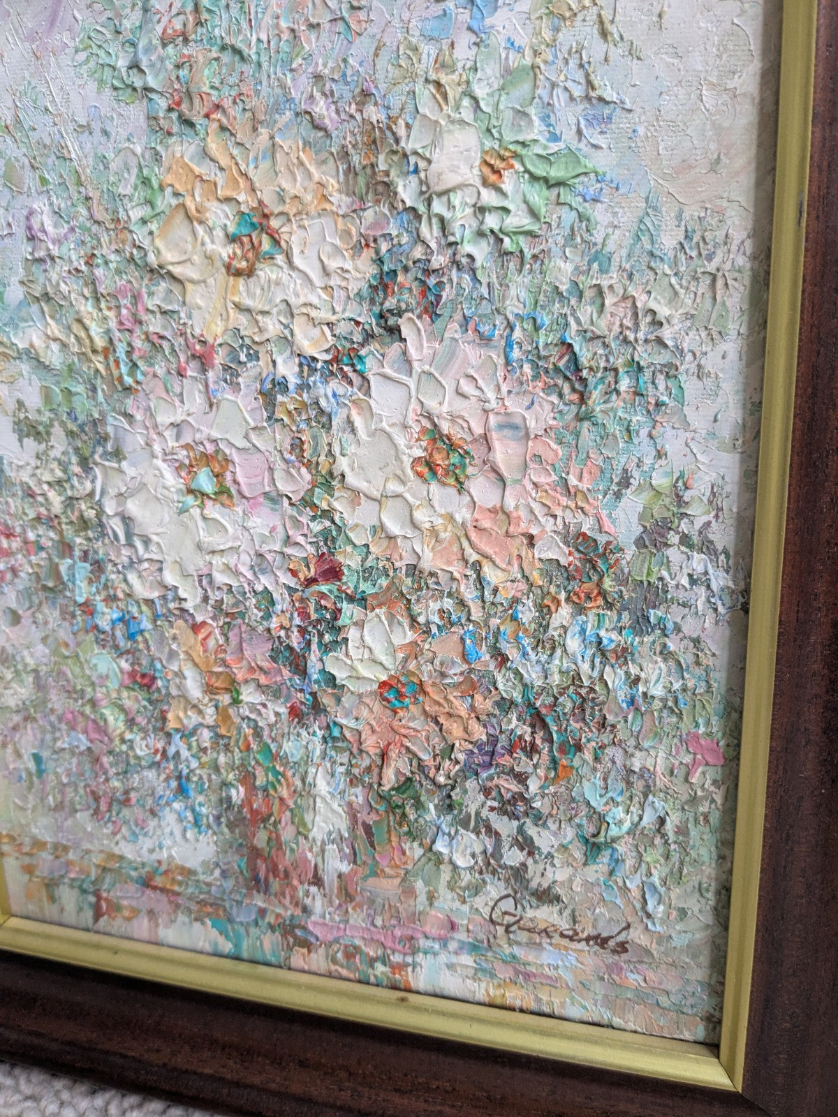 Original Hand-painted Textured Abstract Still Life Canvas Pastel Pinks Floral