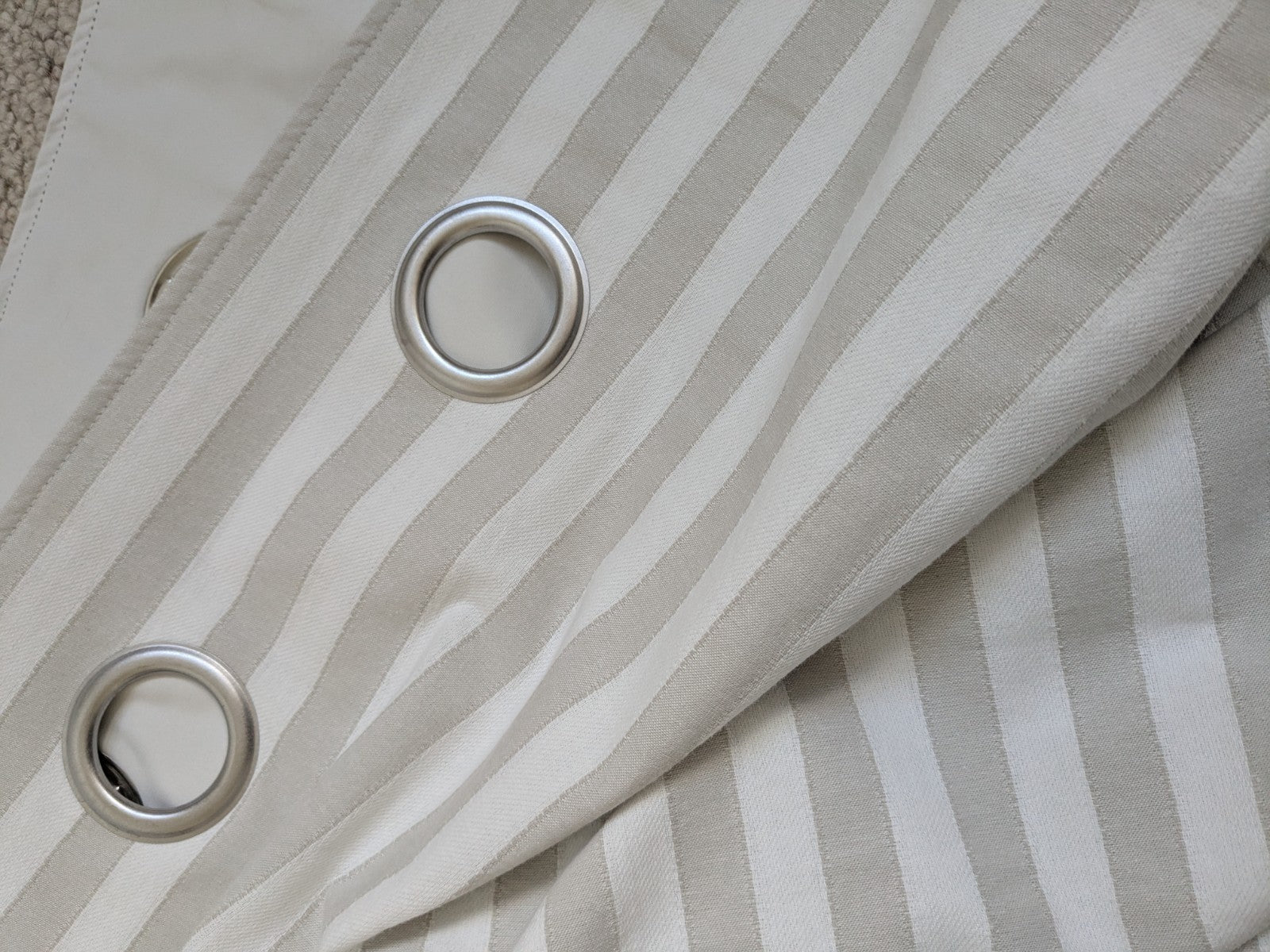 Laura Ashley Curtains W168 x L183 cm Beige Striped Blackout Lining Eyelet