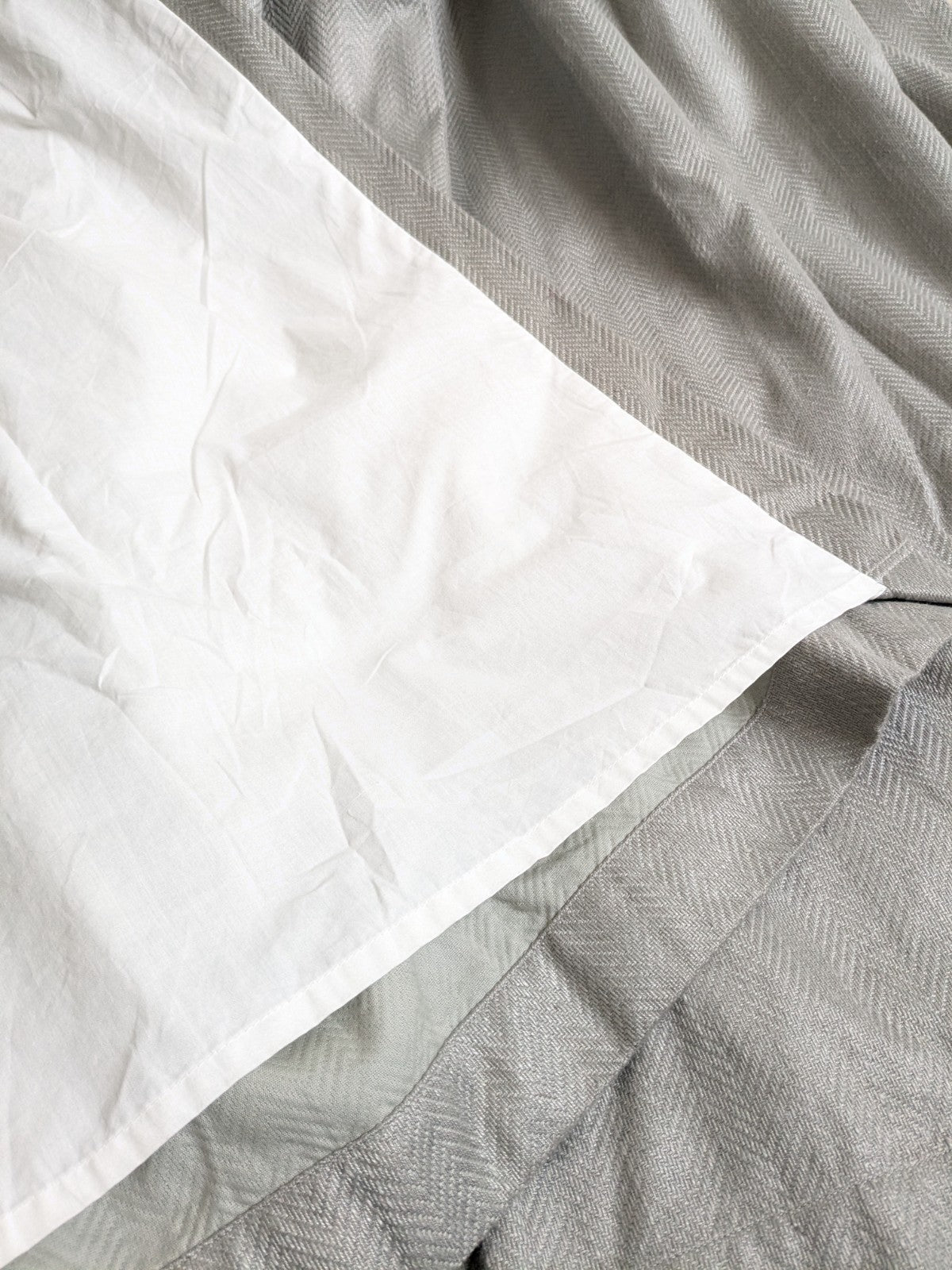 Laura Ashley Curtains W155 x L228cm Grey Herringbone Eyelet Lined Long