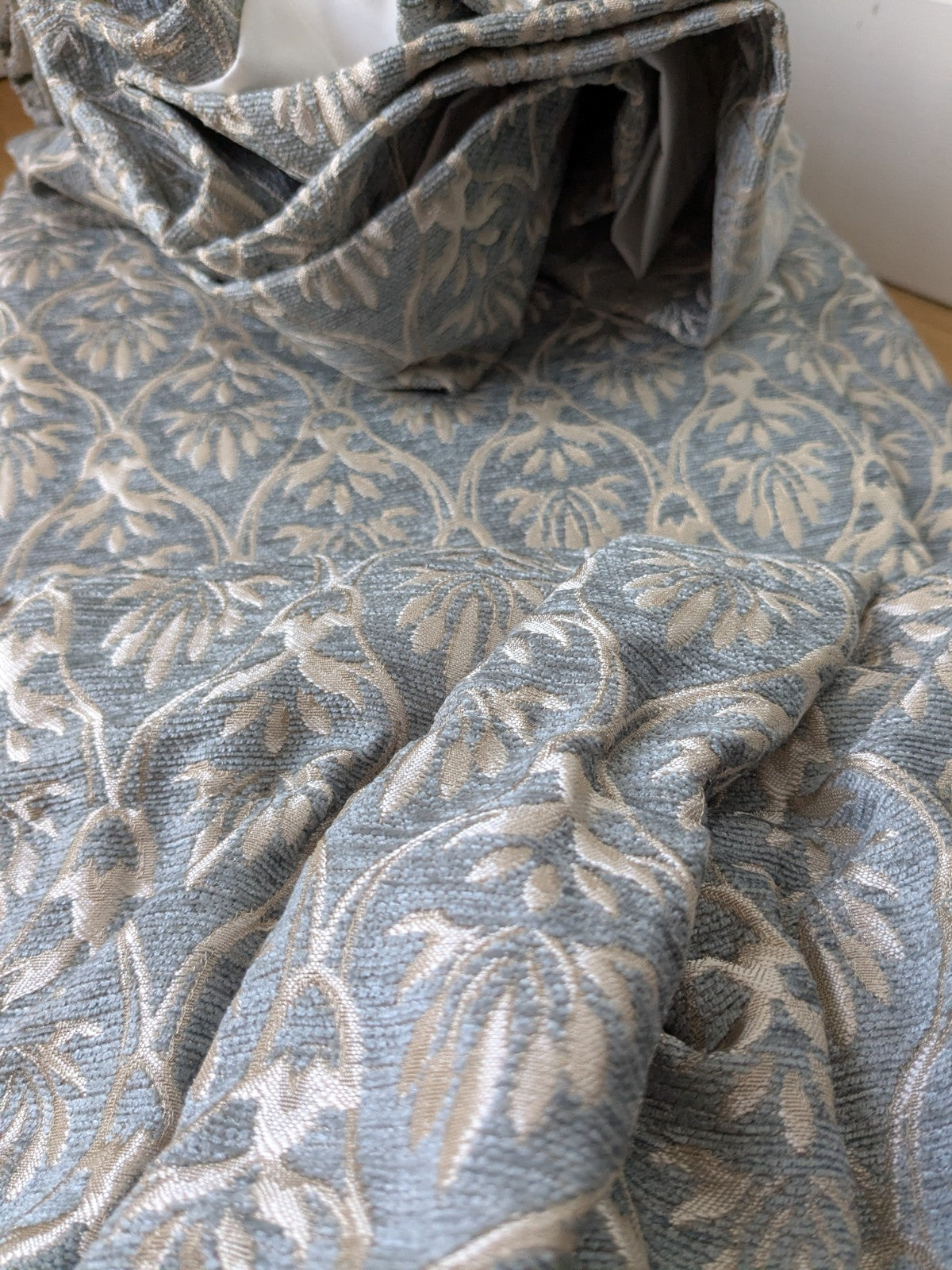 Dunelm Heritage Curtains W229 x D183 cm Duck Egg Blue Lined Extra Wide Thick