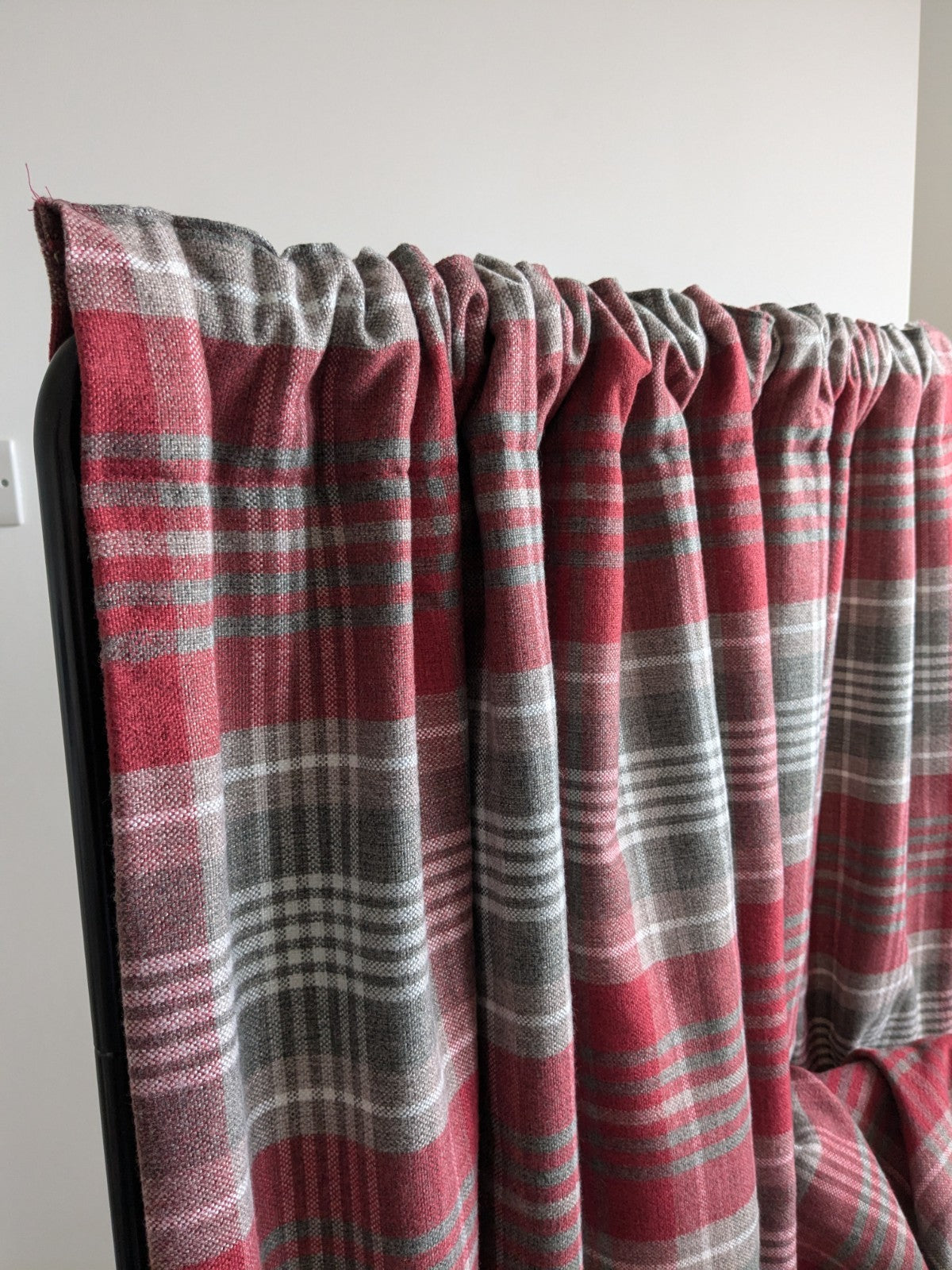 NEXT Thick Red Tartan Blackout Door Curtain L84 x W66 in Fleece Warm Rod Pocket