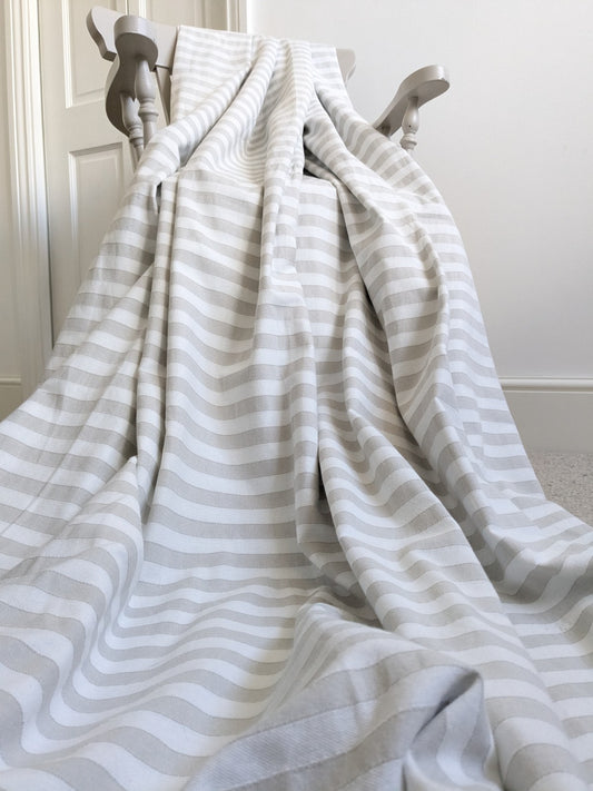 Laura Ashley Curtains W168 x L183 cm Beige Striped Blackout Lining Eyelet