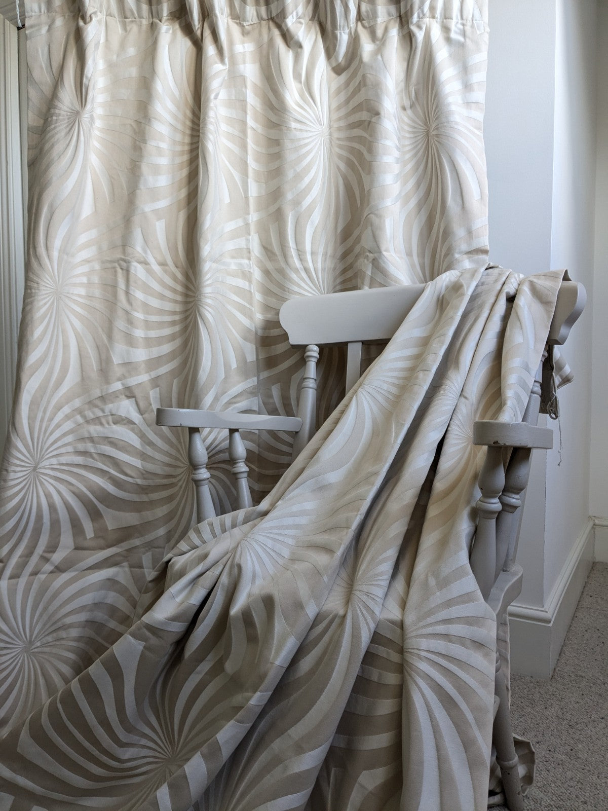 Laura Ashley Curtains W129 x L224 cm Beige Greige Curzon Lined Long Thick