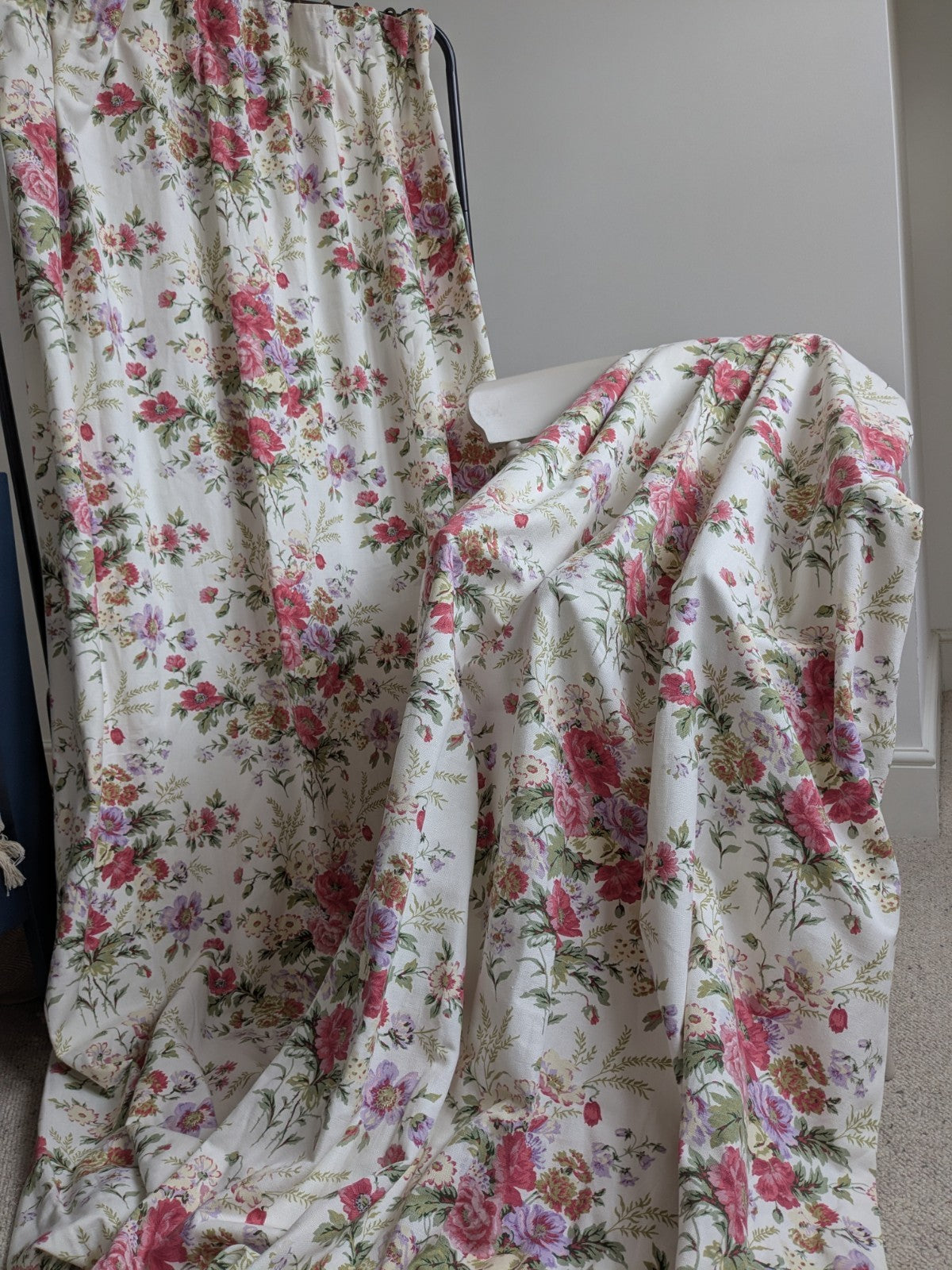 Laura Ashley Pencil Pleat Curtains Arundel Rose Floral D81 x W51 in Lined Long