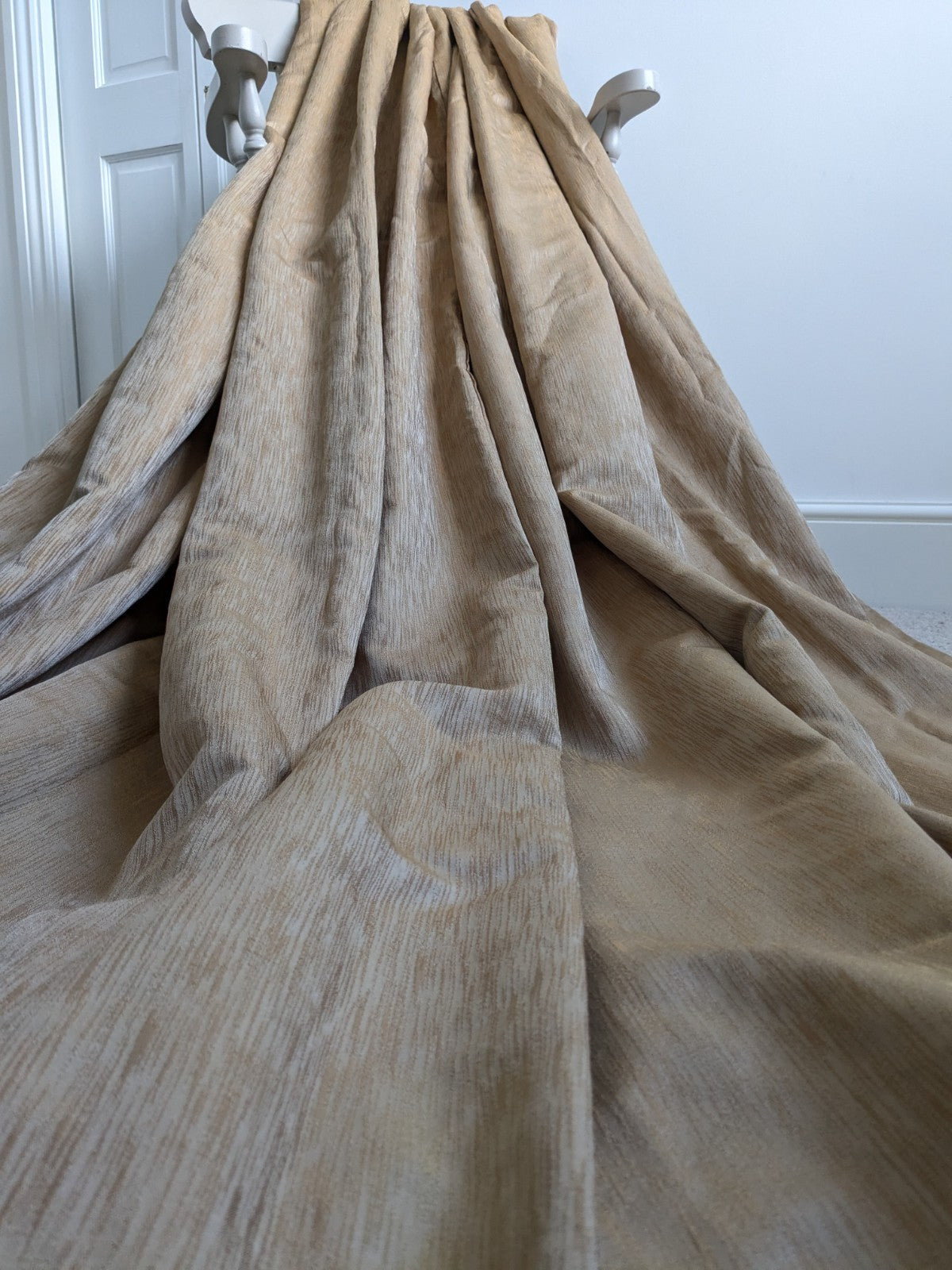 Gold Curtains W100 x L86 inches Textured Long Lined Pencil Pleat READ DESC.