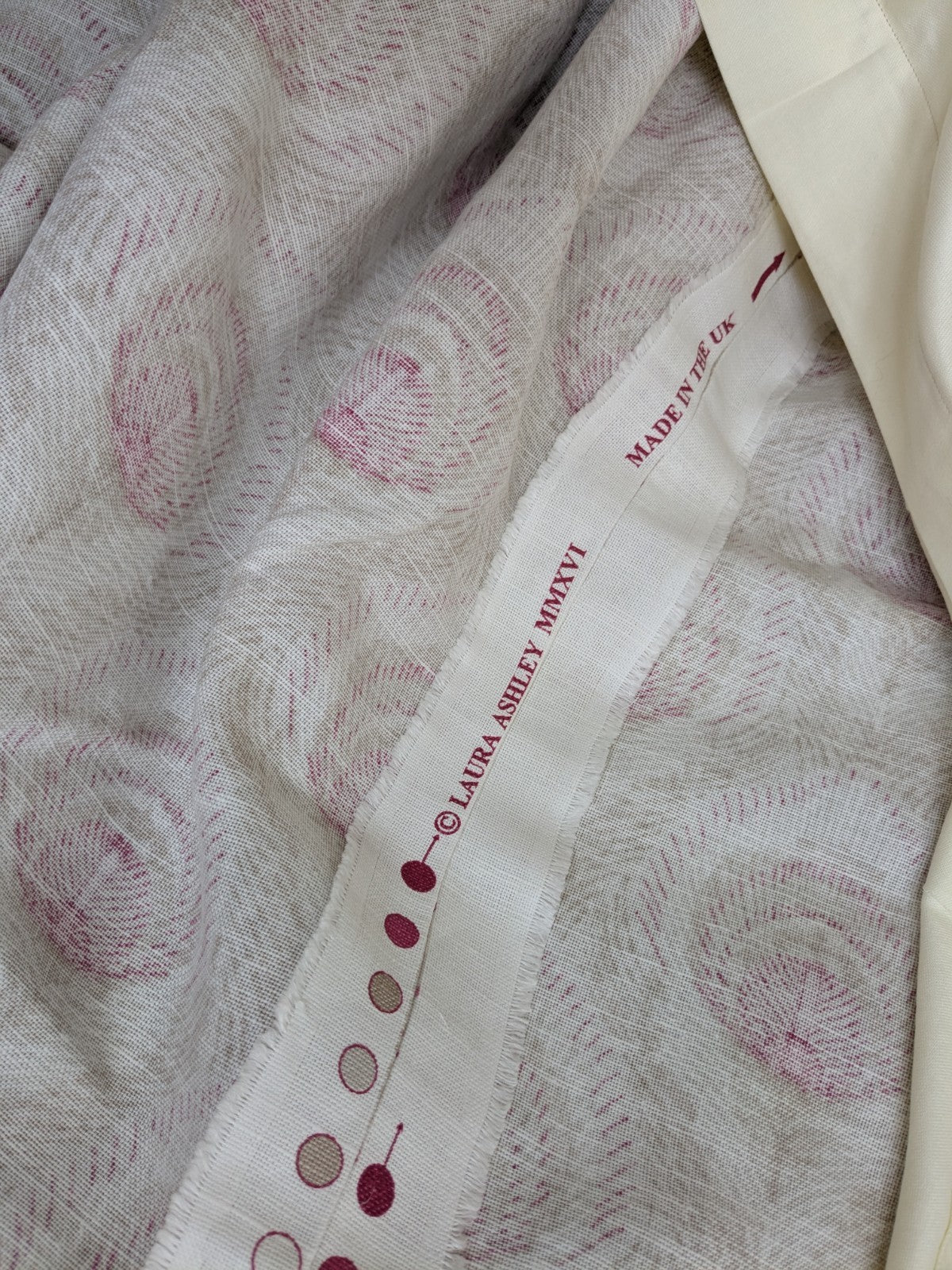 Laura Ashley Montague Ruby Lined Curtains Width 76" Drop 78" each Beige Pink