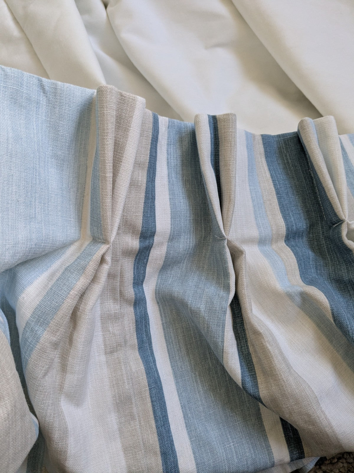 Laura Ashley Stripe Blue Curtains Pinch Pleat W102 x D206cm Fleece Lined