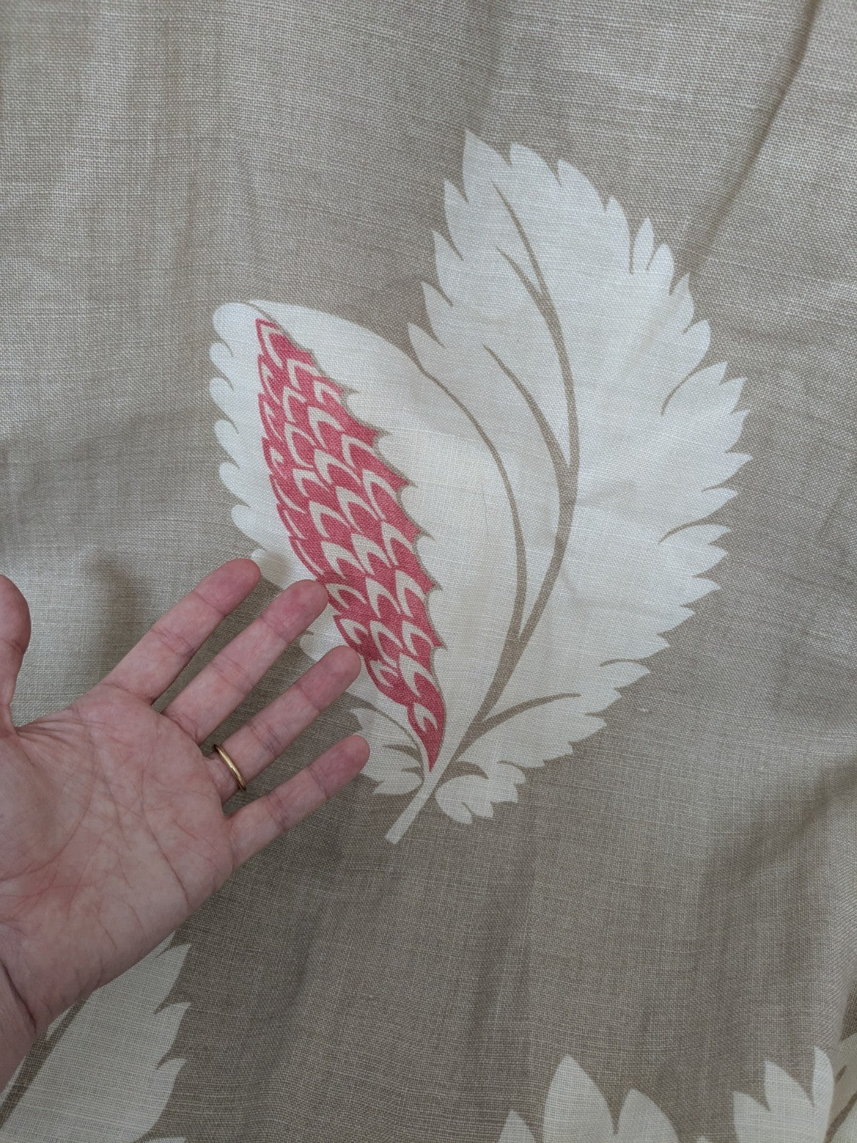 Sanderson Curtains Pencil Pleat D54 x W74 in Beige Pink Linen Lined