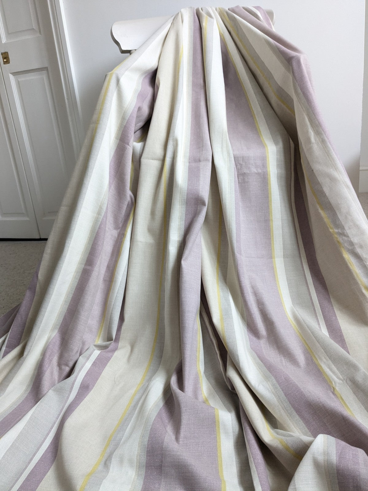 Laura Ashley Curtains D88 x W84 in Lilac Purple Striped Lined Pencil Pleat