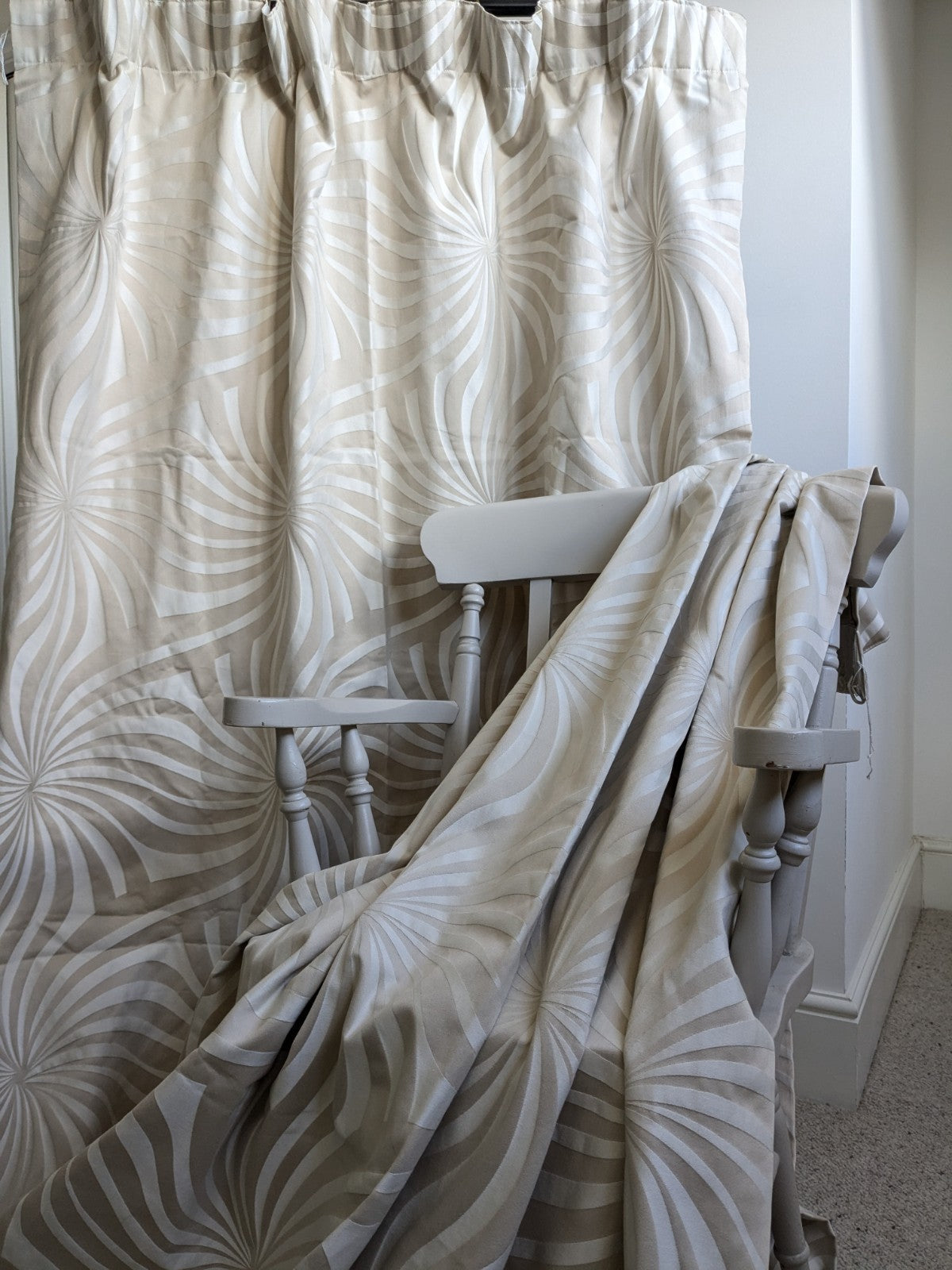 Laura Ashley Curtains W129 x L224 cm Beige Greige Curzon Lined Long Thick