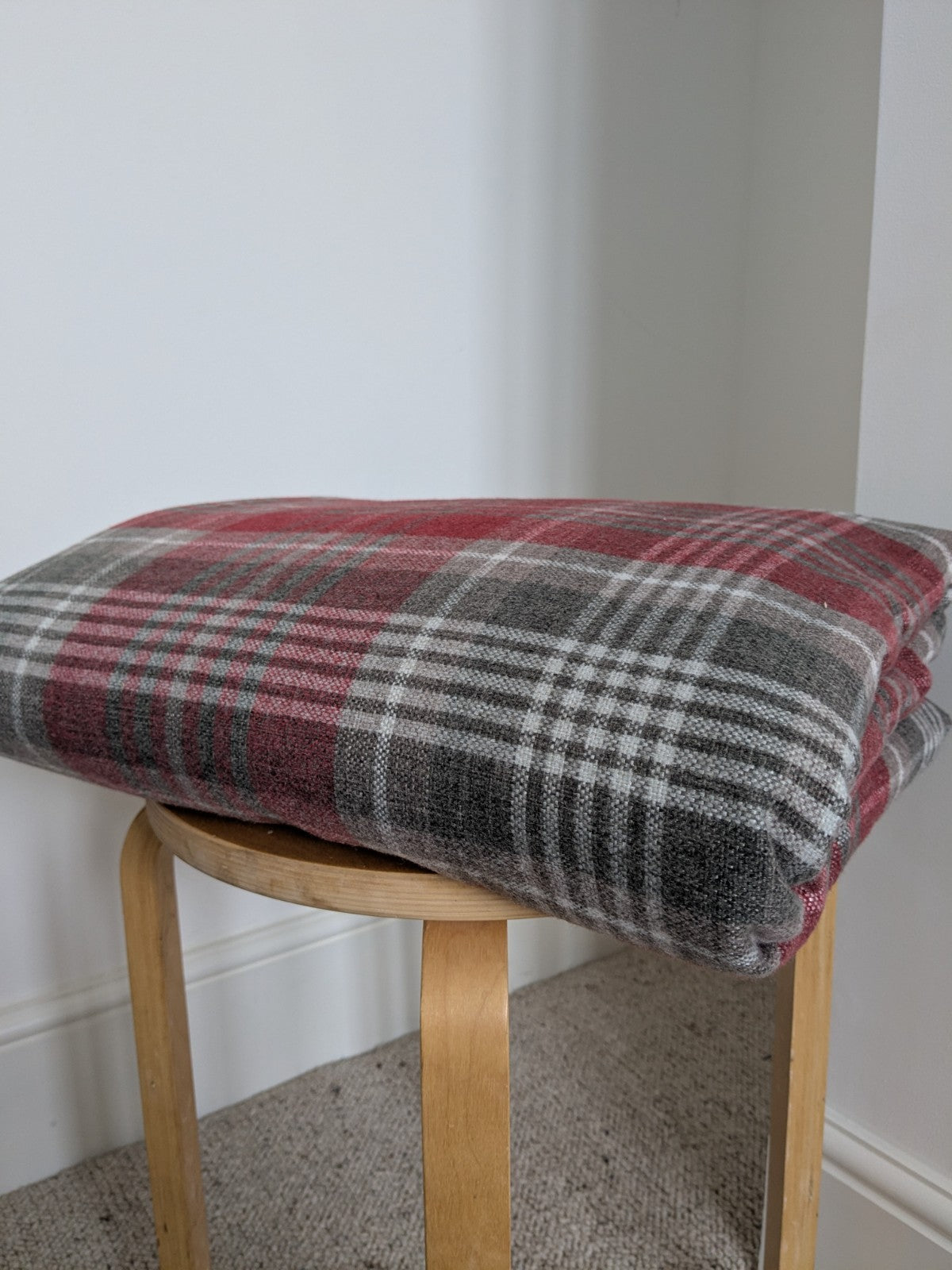 NEXT Thick Red Tartan Blackout Door Curtain L84 x W66 in Fleece Warm Rod Pocket