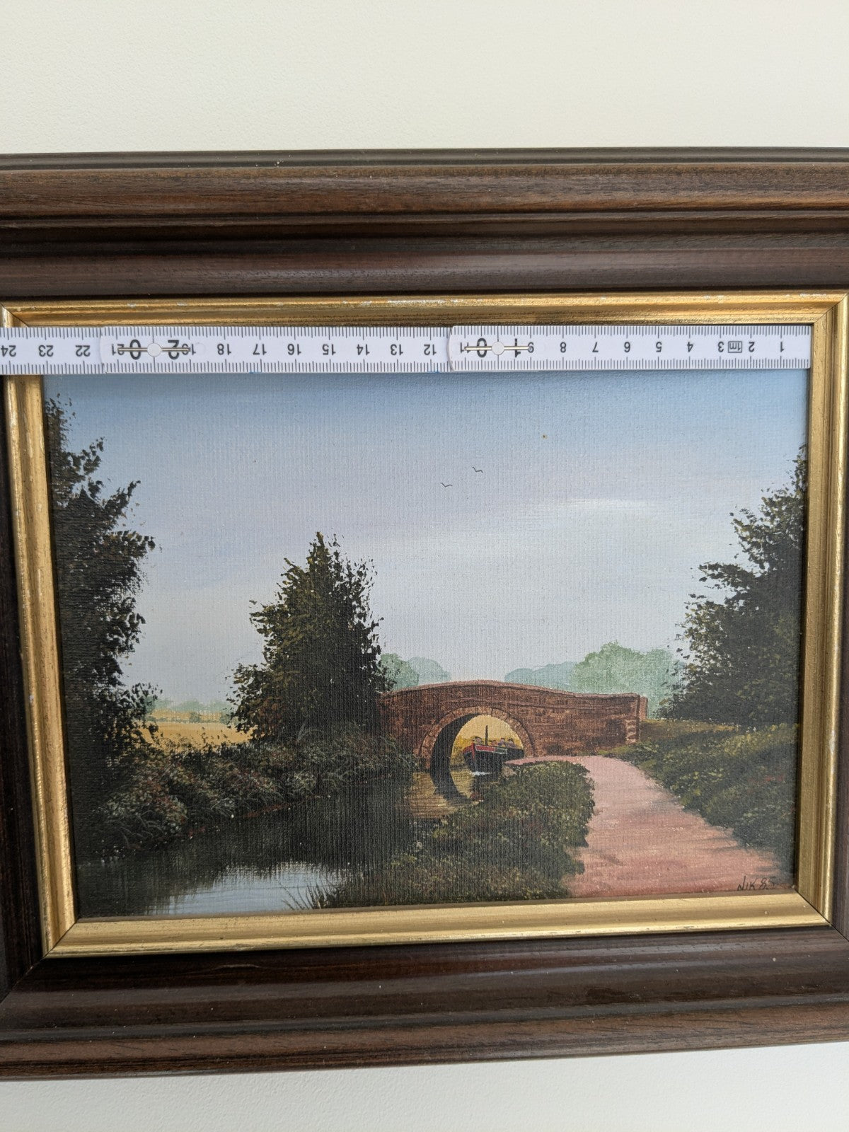 Painting Framed Canal Boat Landscape English Countryside Nick Malone Picture