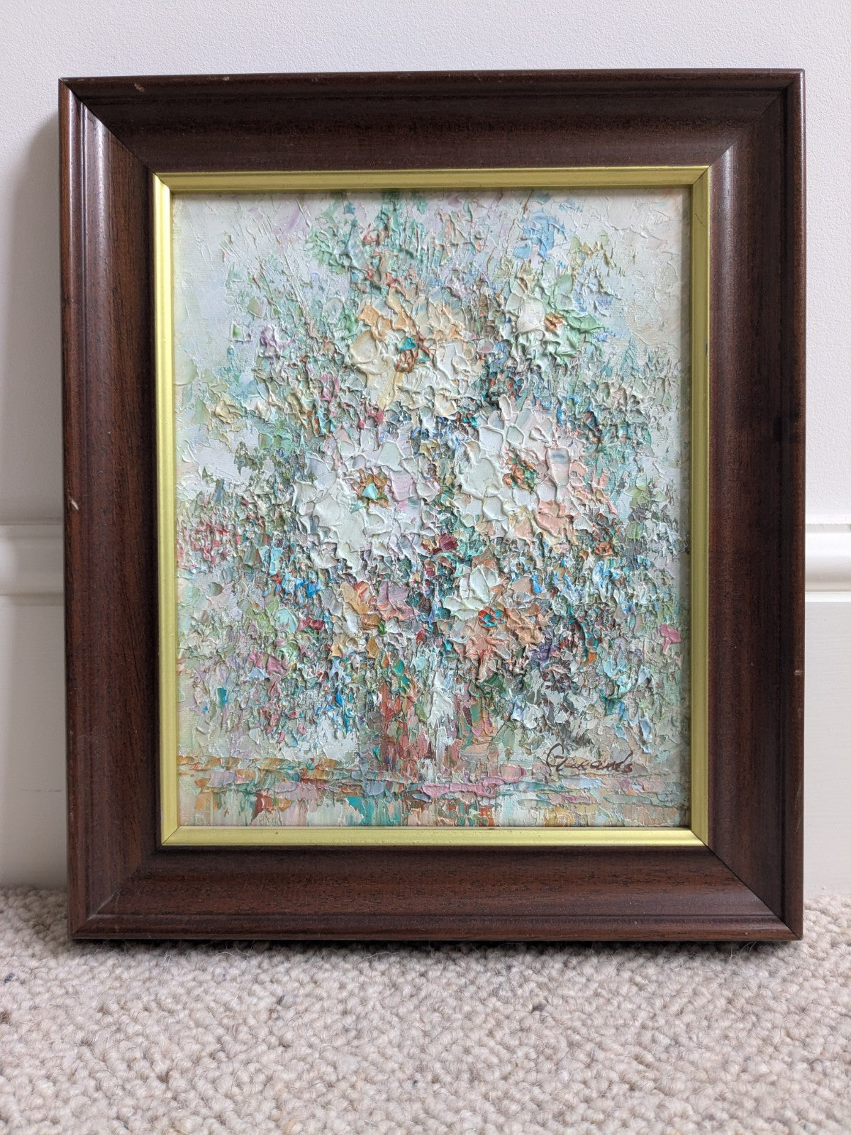 Original Hand-painted Textured Abstract Still Life Canvas Pastel Pinks Floral