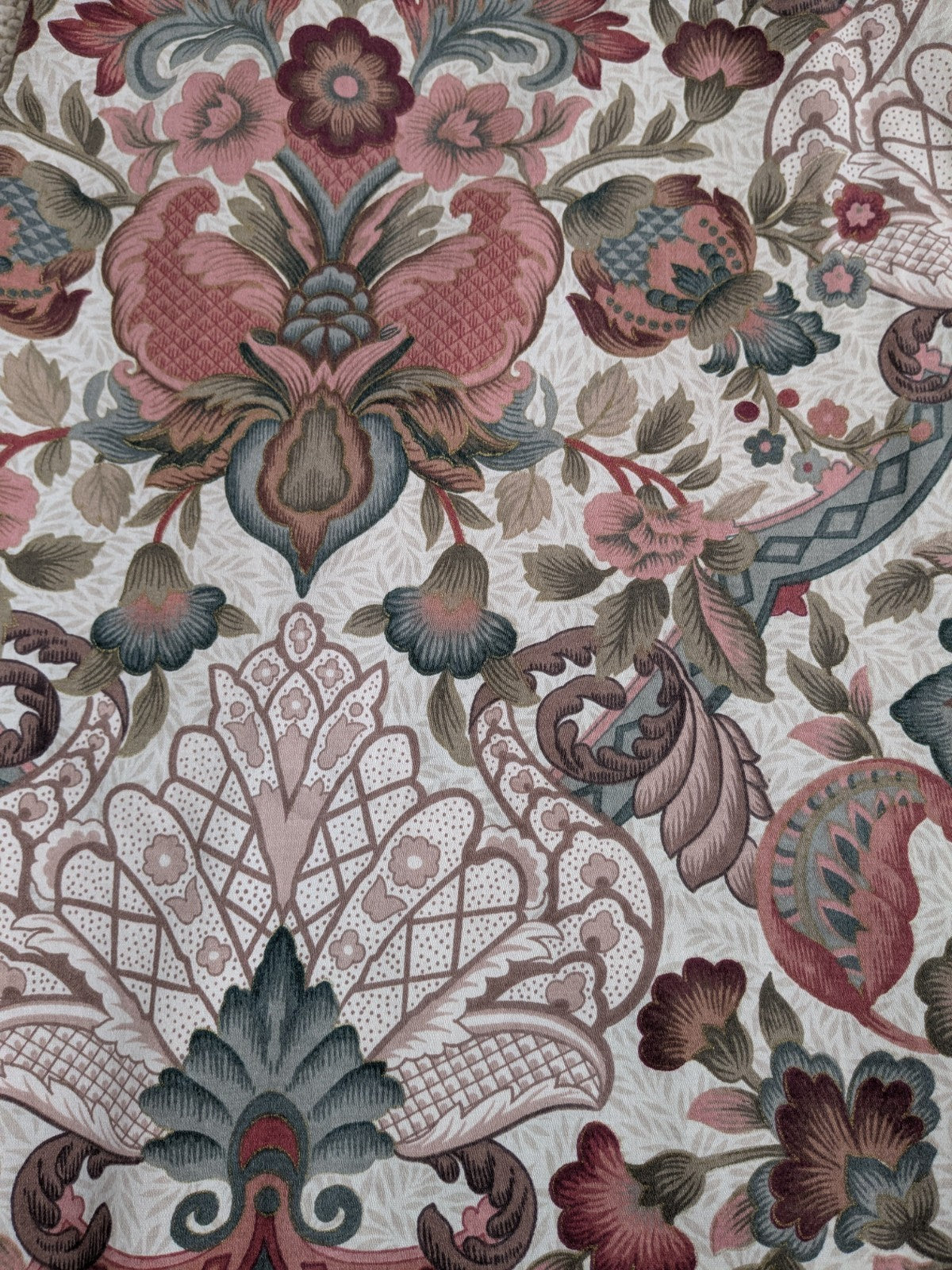 Vintage Jacobean Style Curtains W164 x L220 cm Floral Lined Pink Long READ DESC.